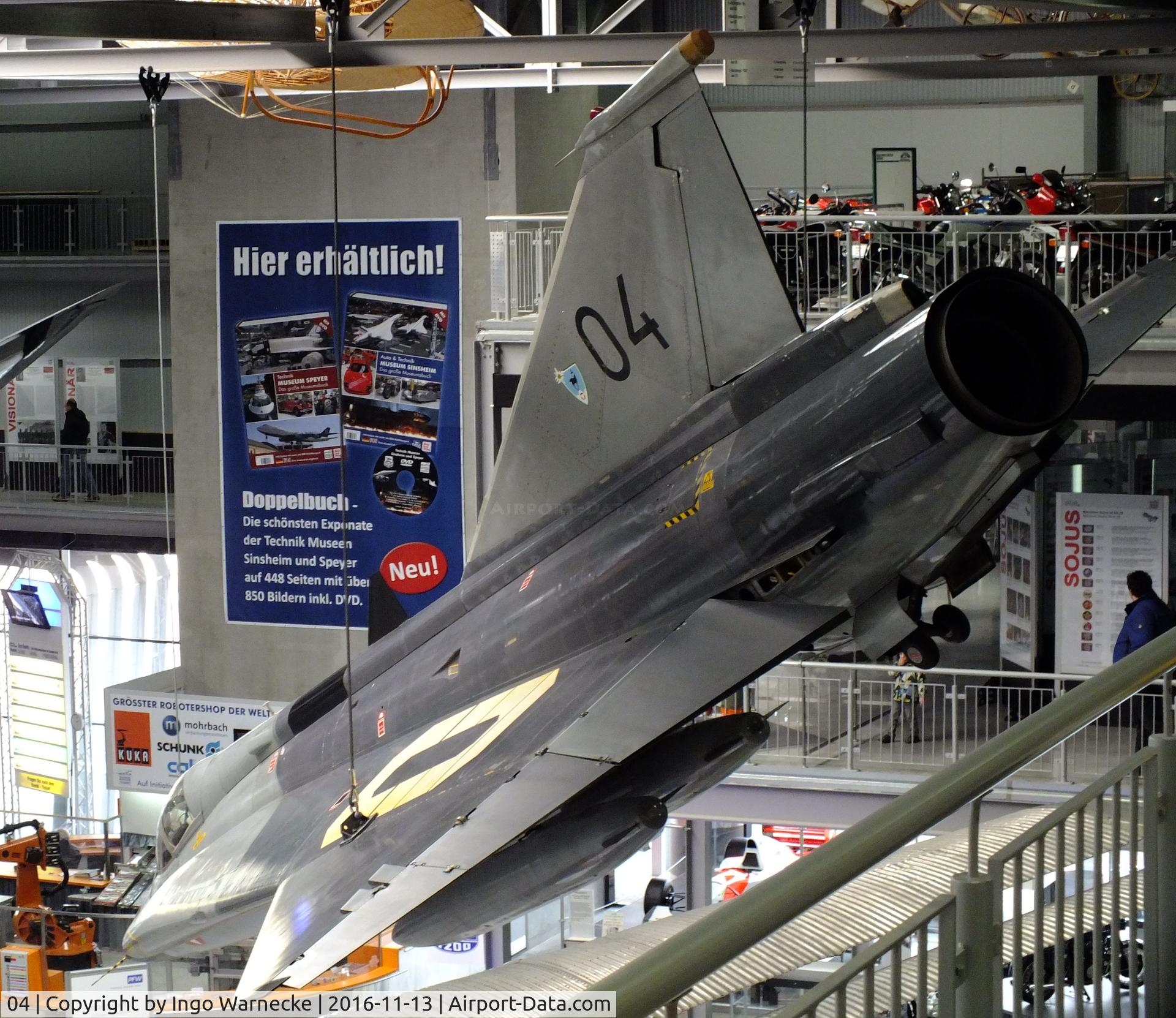 04, Saab J-35Oe MkII Draken C/N 35-1404, SAAB J35Oe Mk II Draken at the Technik-Museum, Speyer