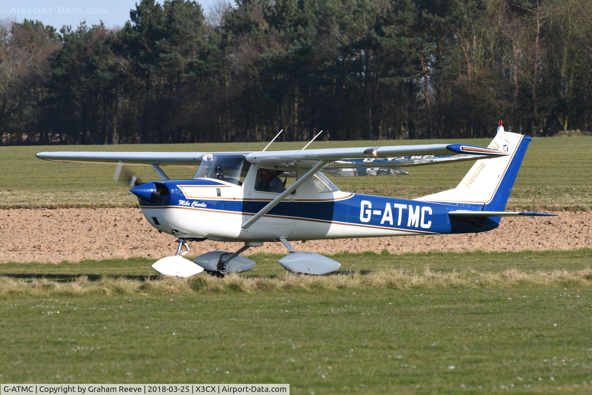 G-ATMC, 1966 Reims Cessna F150F C/N 0020, Departing from Northrepps.