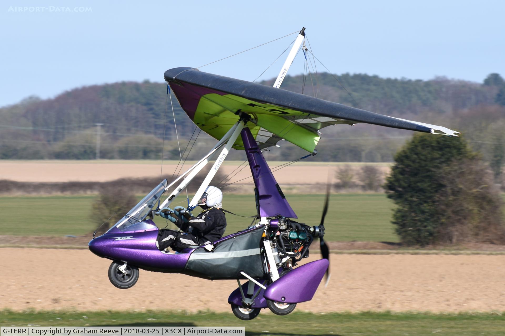 G-TERR, 2002 Cyclone Airsports Pegasus Quik C/N 7925, Departing from Northrepps.
