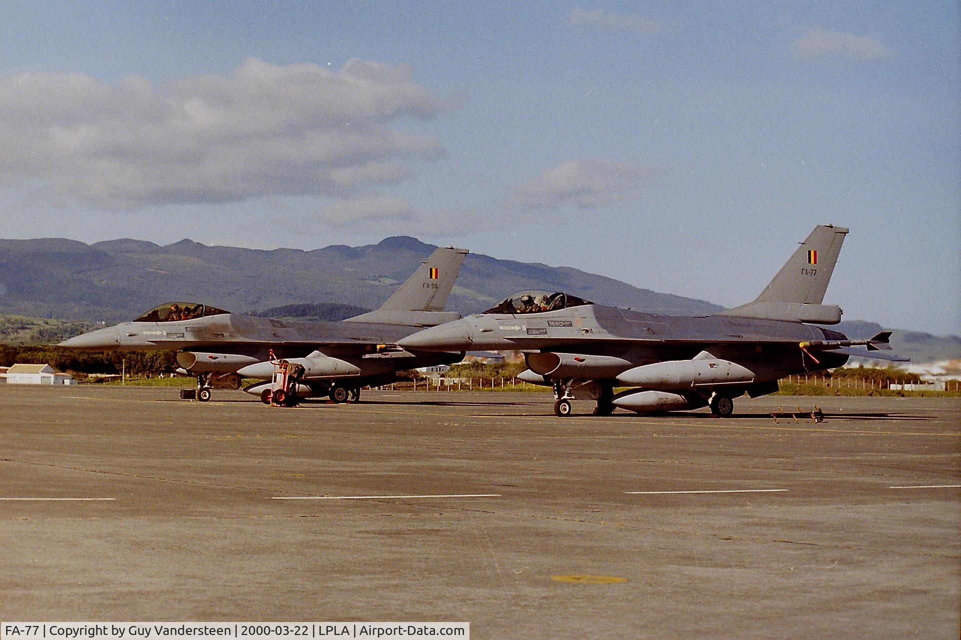 FA-77, SABCA F-16AM Fighting Falcon C/N 6H-77, BAF F-16's FA-77 and FA-98 en route to Red Flag 2000-3 via Lajes Airfield, Azores