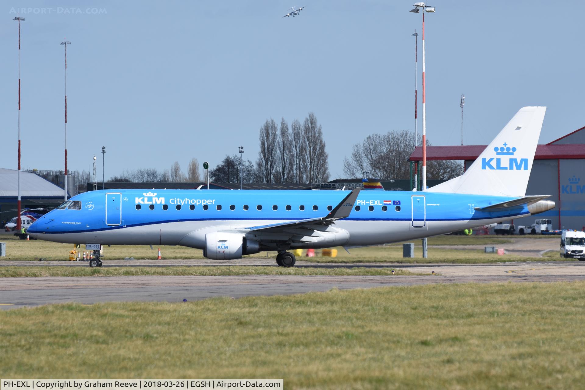 PH-EXL, 2017 Embraer ERJ-175STD (ERJ-170-200) C/N 17000633, Departing from Norwich.