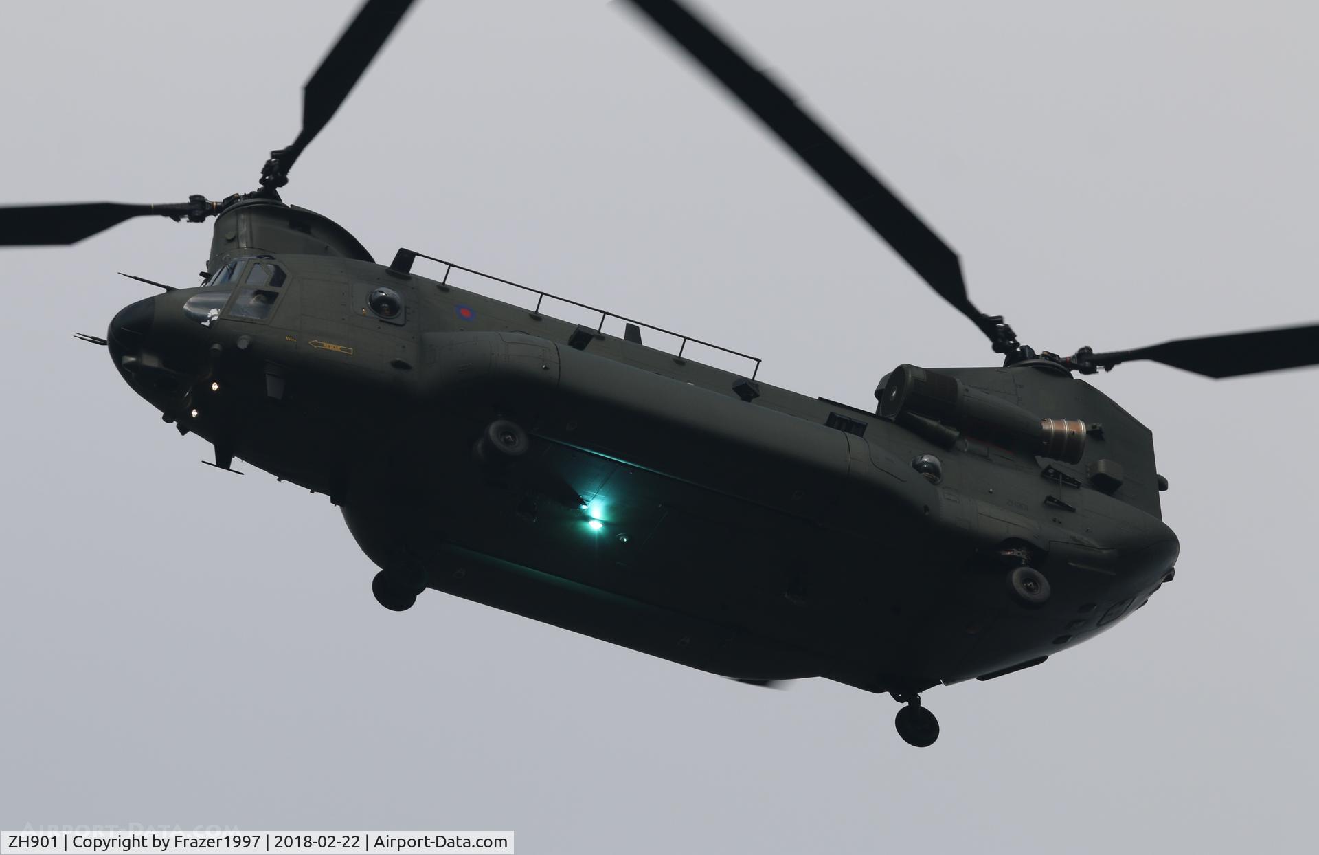 ZH901, 1998 Boeing Chinook HC.5 C/N M4480, low level approach above my house