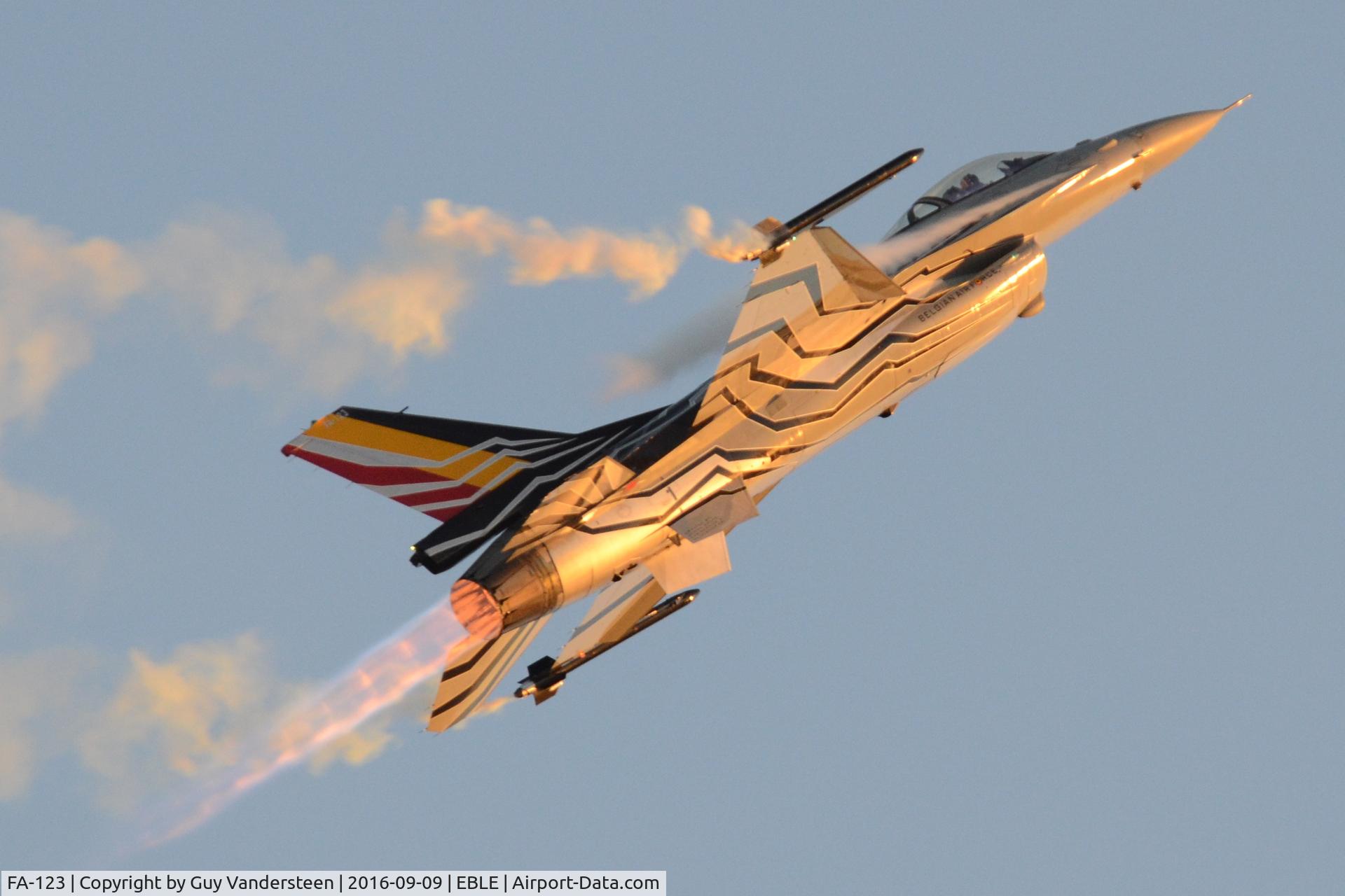 FA-123, SABCA F-16AM Fighting Falcon C/N 6H-123, Sanicole Dusk Airshow 2016