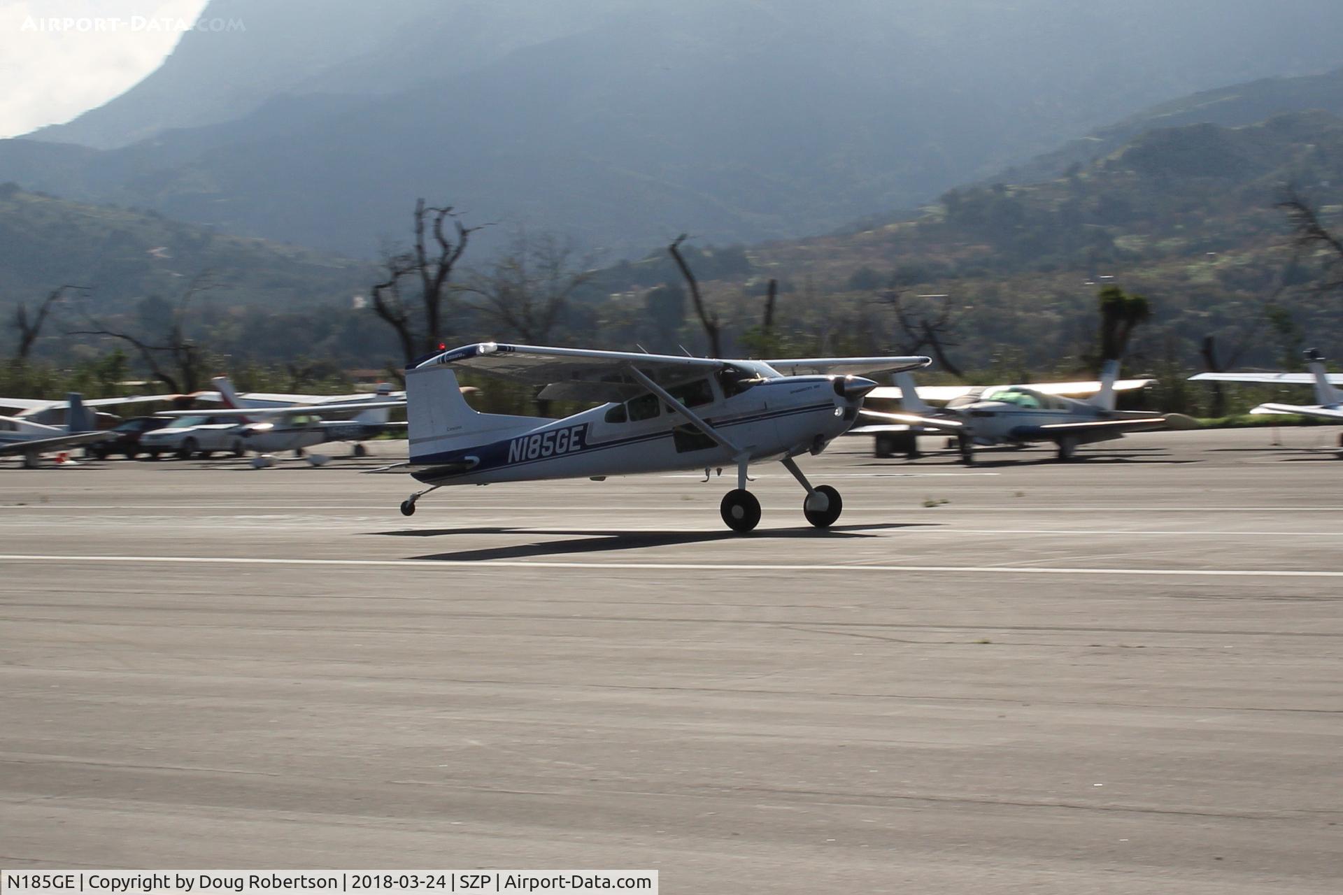 N185GE, 1976 Cessna A185F Skywagon 185 C/N 18503045, 1976 Cessna A185F SKYWAGON, Continental IO-520 285 Hp, landing roll Rwy 22