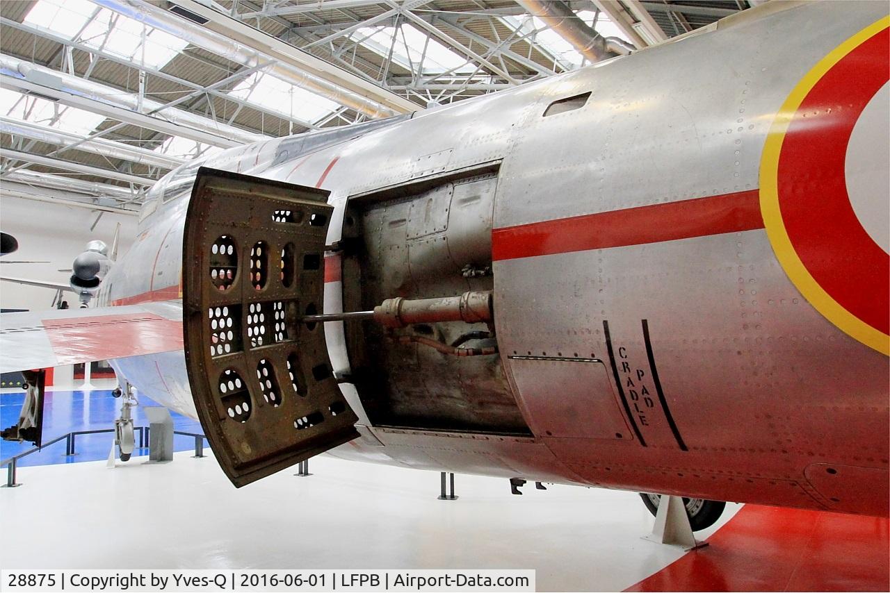 28875, Republic F-84F Thunderstreak C/N 727, Republic F-84F Thunderstreak, Lateral speed brake close up view, Air and Space Museum, Paris-Le Bourget (LFPB-LBG)