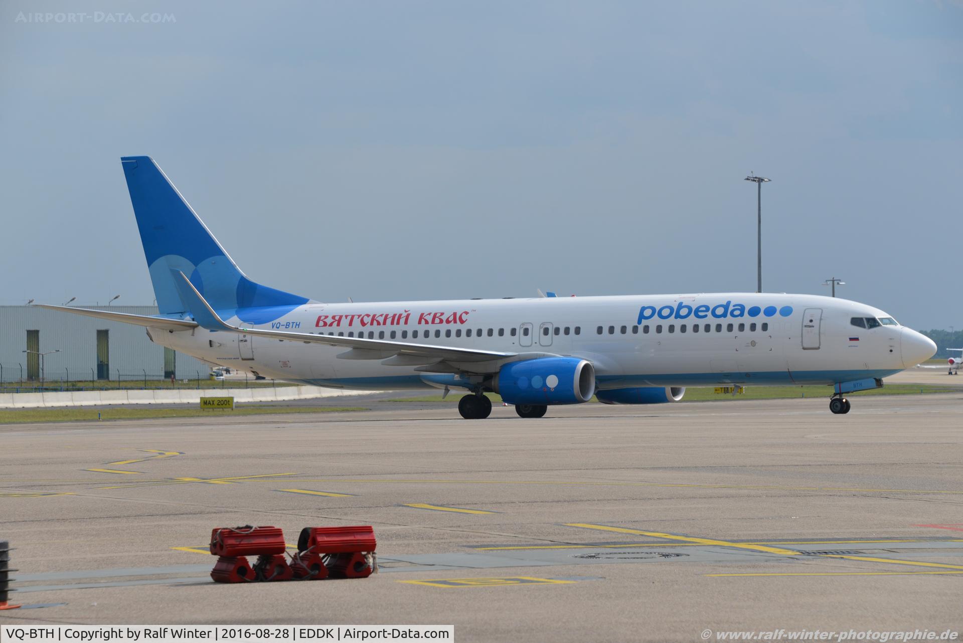 VQ-BTH, 2014 Boeing 737-8LJ C/N 39947, Boeing 737-8LJ(W) - DP PBD Pobeda - 39947 - VQ-BTH - 28.08.2016 - CGN