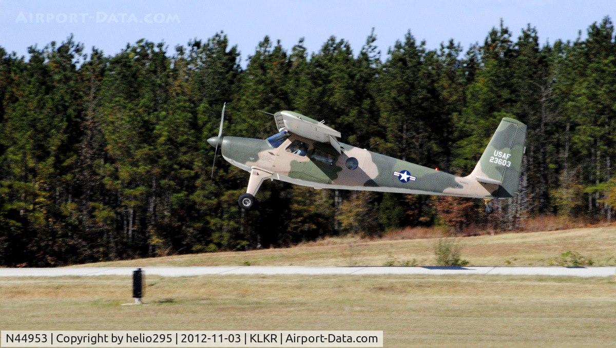 N44953, 1961 Helio H-295/U-10A Super Courier C/N 532, N44953 taking off from Runway 24 at Lancaster County Airport.