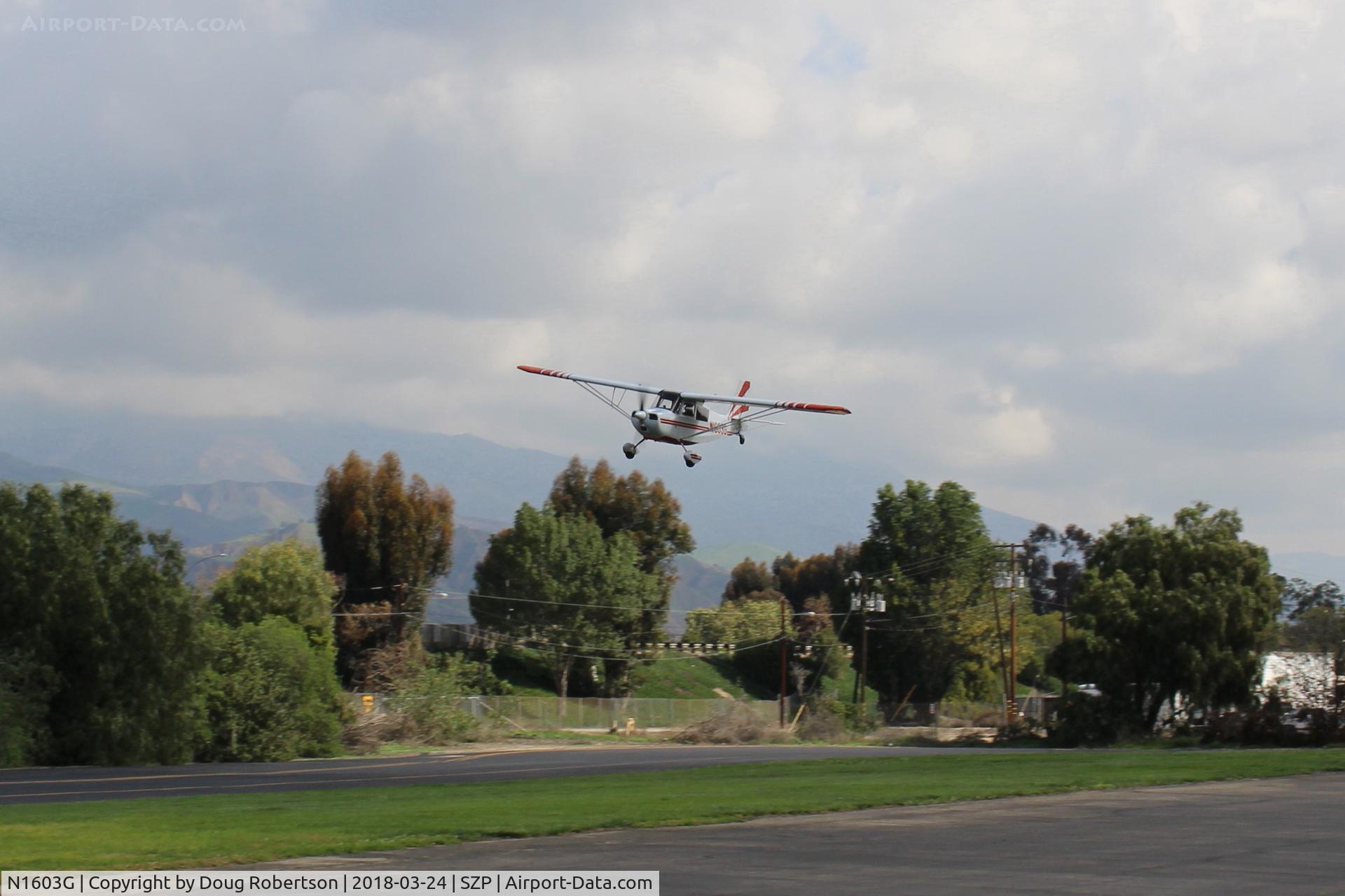 N1603G, 1968 Champion 7ECA Citabria C/N 609, 1968 Champion 7ECA CITABRIA, Lycoming O-320 150 Hp, on final  Rwy 22
