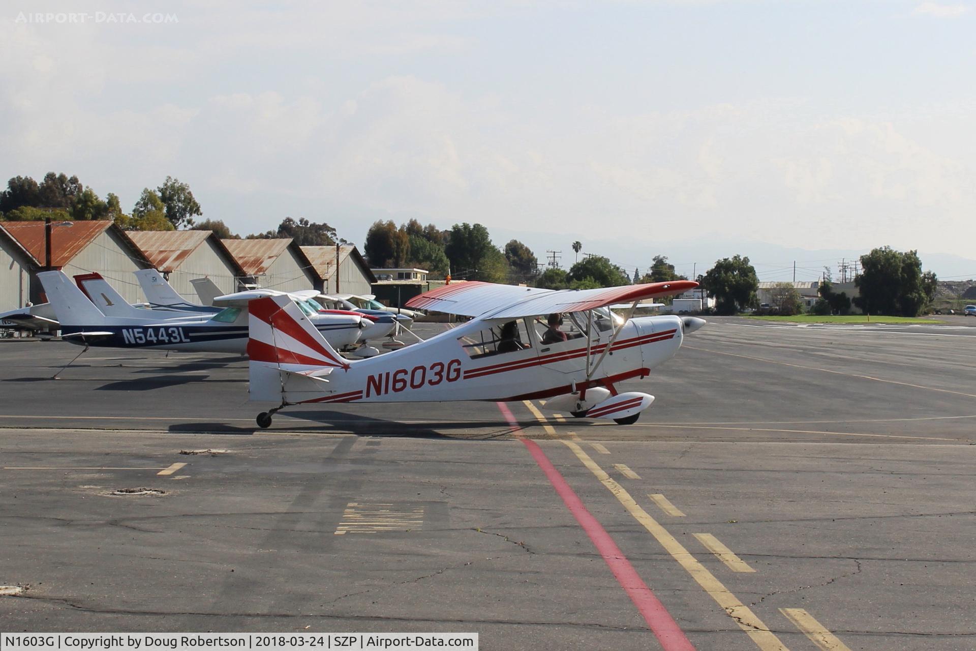 N1603G, 1968 Champion 7ECA Citabria C/N 609, 1968 Champion 7ECA CITABRIA, Lycoming O-320 150 Hp, taxi to Rwy 22