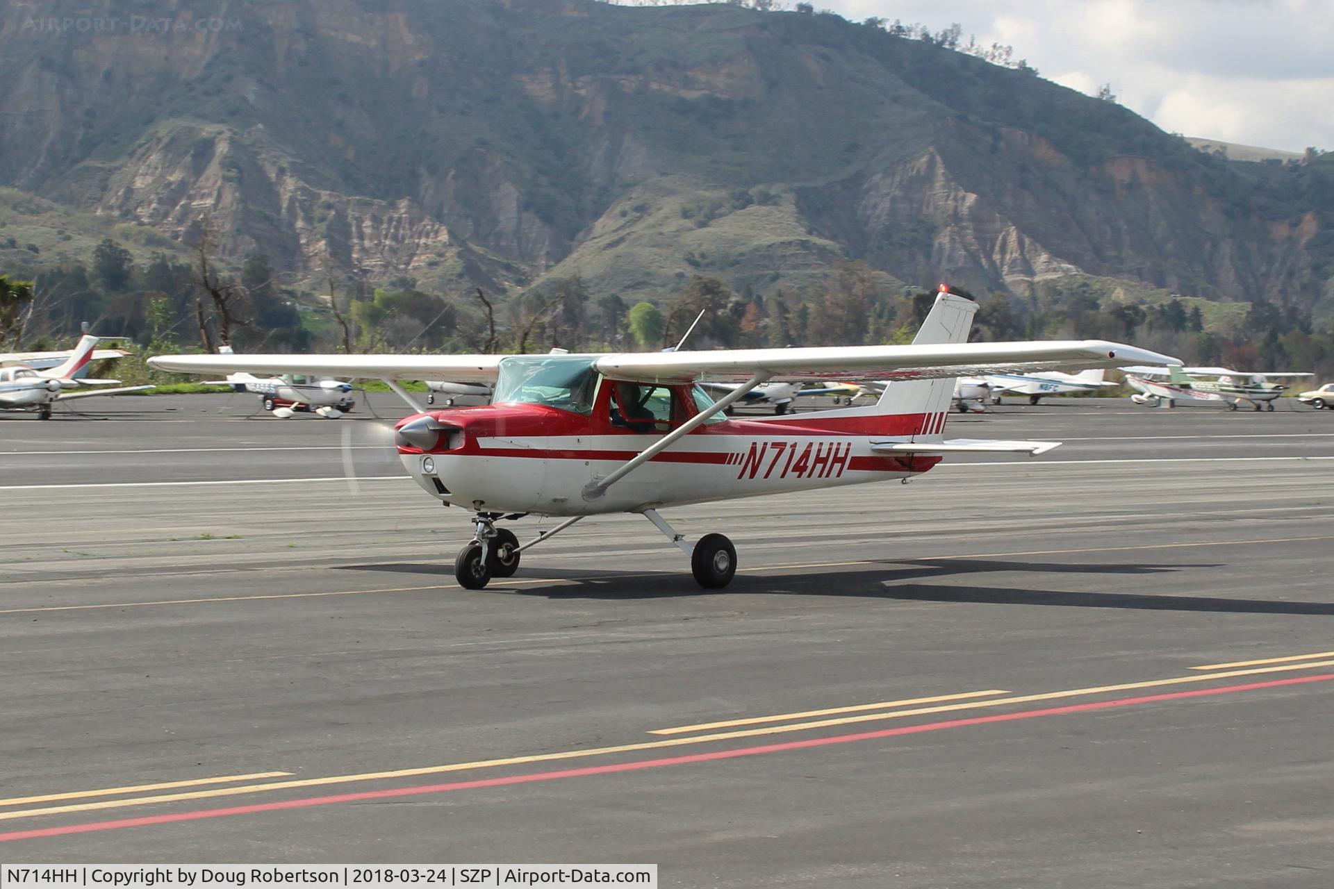 N714HH, 1977 Cessna 150M C/N 15079185, 1977 Cessna 150M, Continental O-200 100 Hp, taxi to Rwy 22