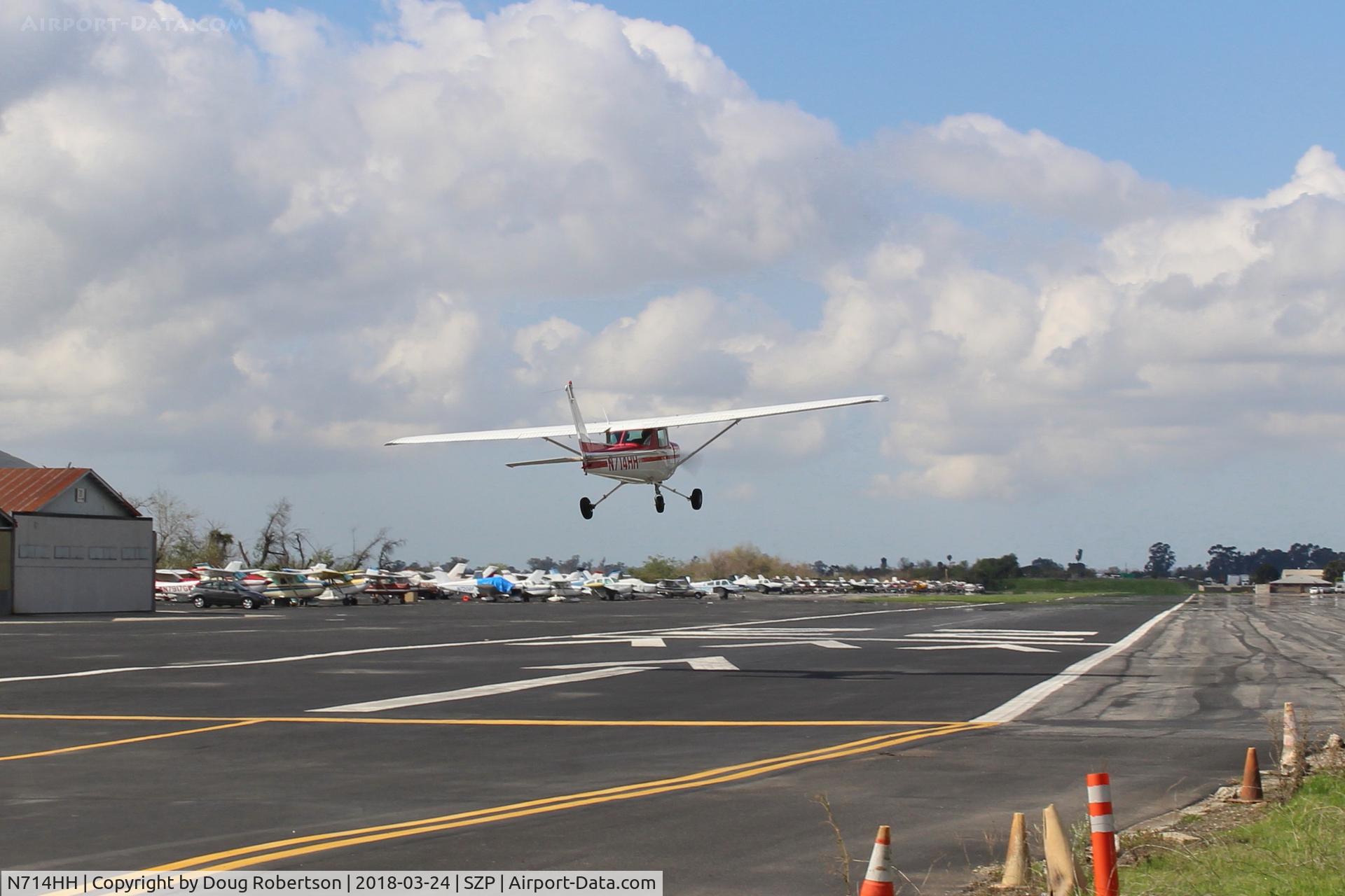 N714HH, 1977 Cessna 150M C/N 15079185, 1977 Cessna 150M, Continental O-200 100 Hp, on final Rwy 22