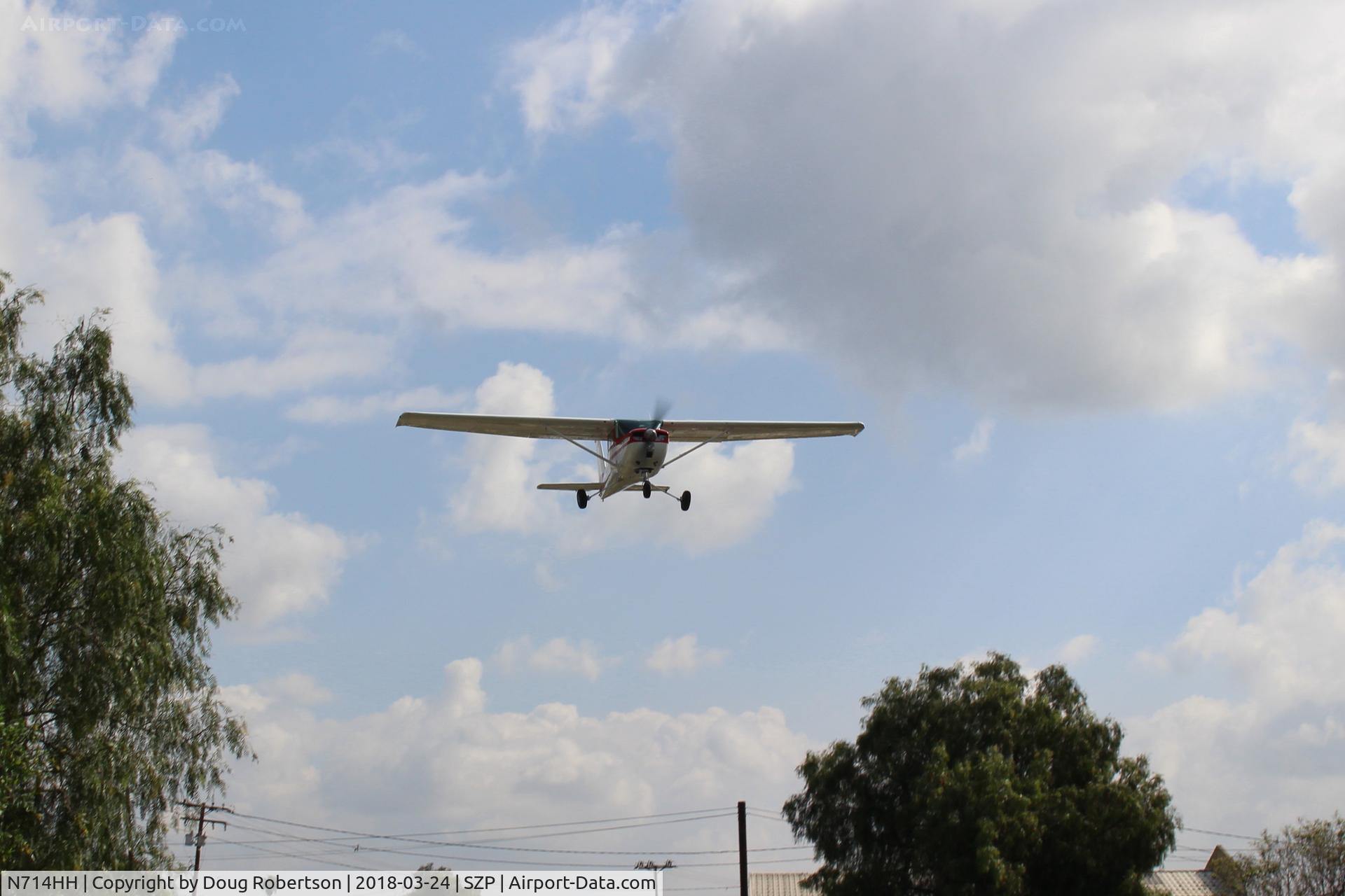 N714HH, 1977 Cessna 150M C/N 15079185, 1977 Cessna 150, Continental O-200 100 Hp, on final Rwy 22