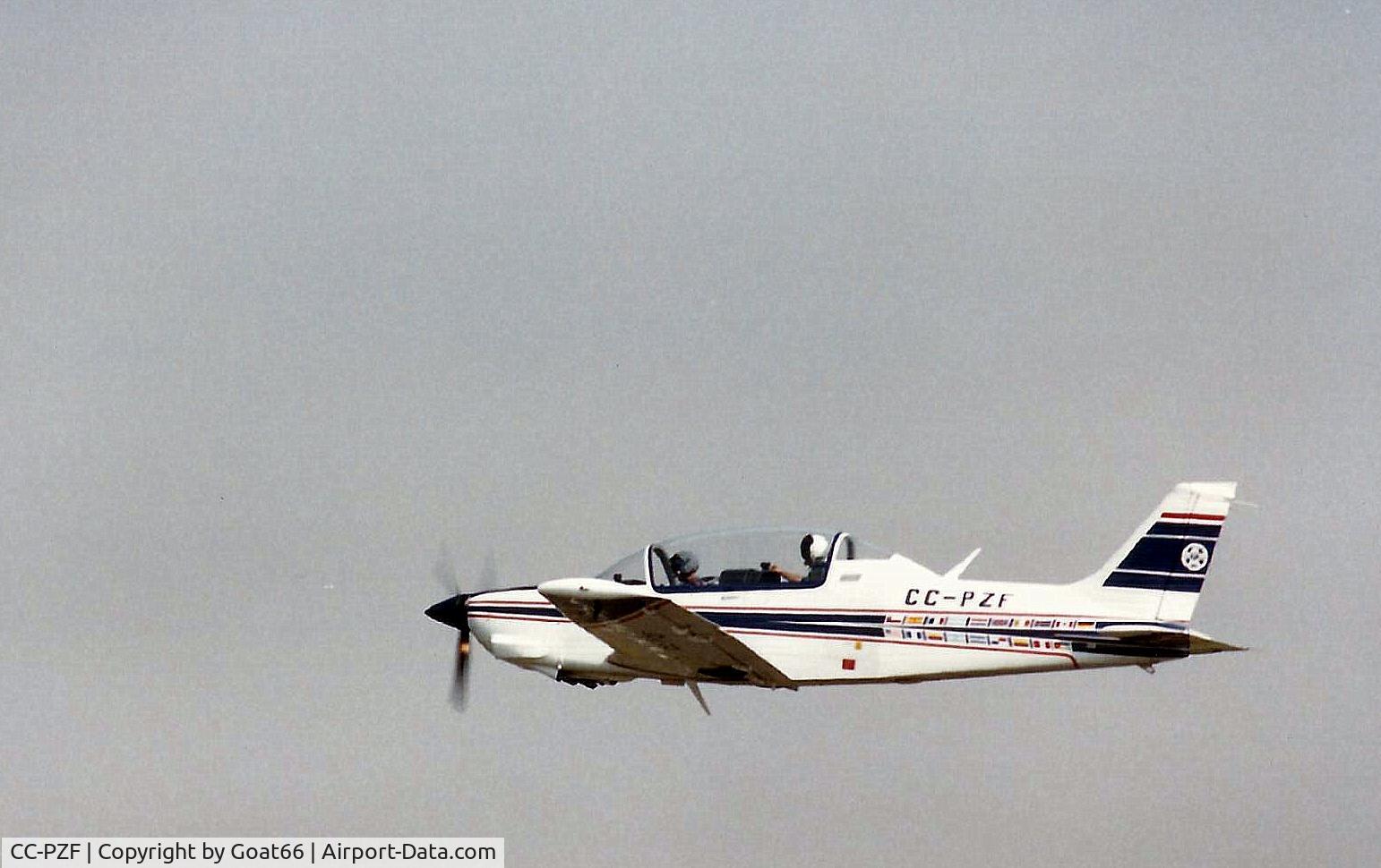 CC-PZF, Enaer T-35 Pillán C/N 166, Departing the IAT89 flying display, RAF Fairford 1989