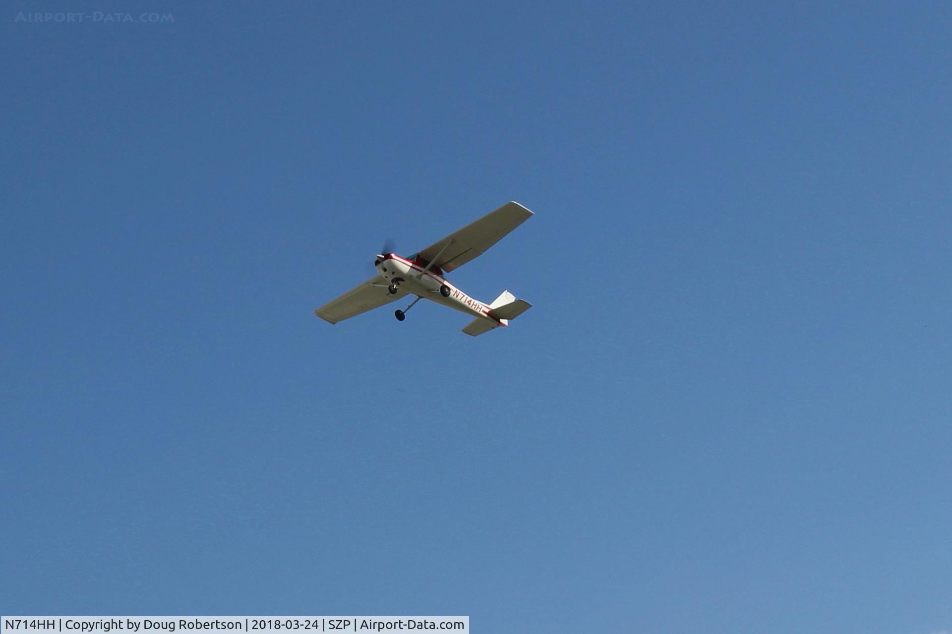 N714HH, 1977 Cessna 150M C/N 15079185, 1977 Cessna 150M, Continental O-200 100 Hp, takeoff climb Rwy 22