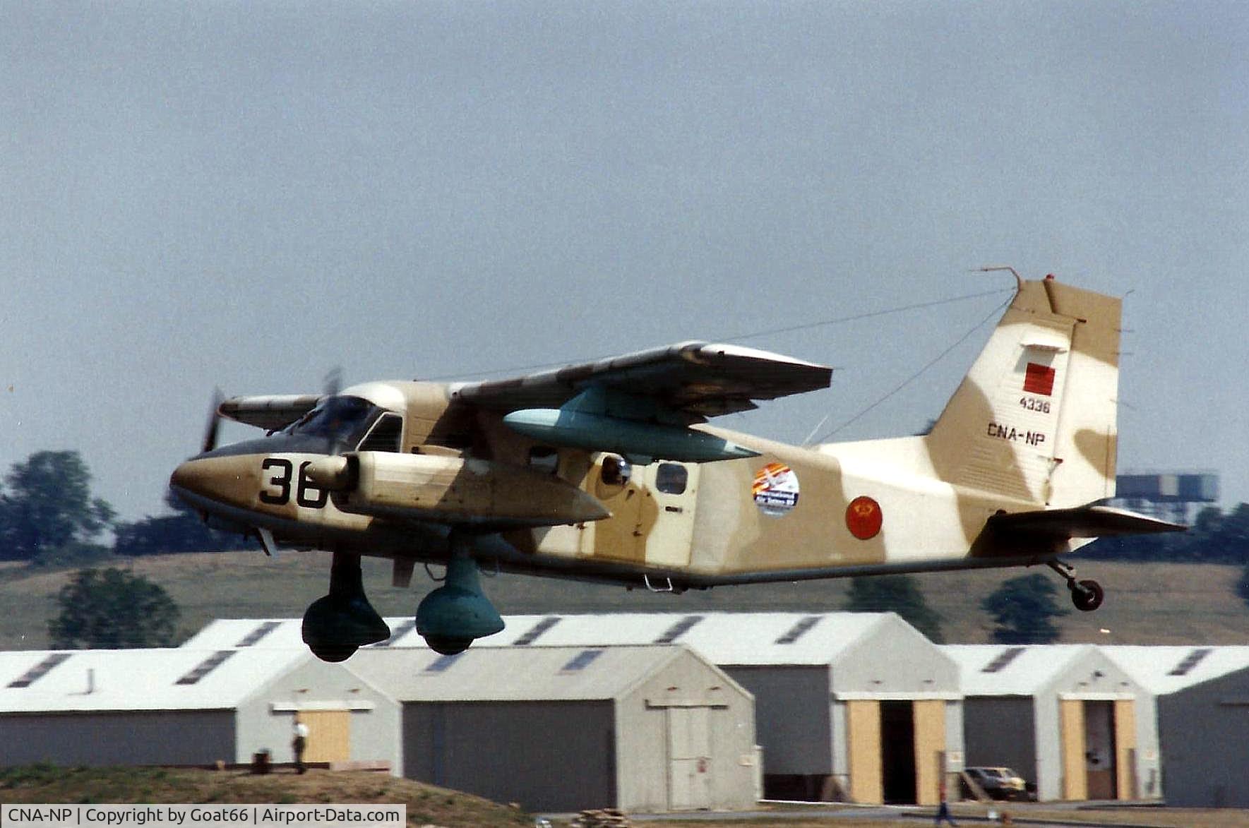 CNA-NP, Dornier Do-28D-2 Skyservant C/N 4336, Support aircraft to the Moroccan AF display team, CNA-NP departs cRAF Fairford July 1989 at the close of IAT89