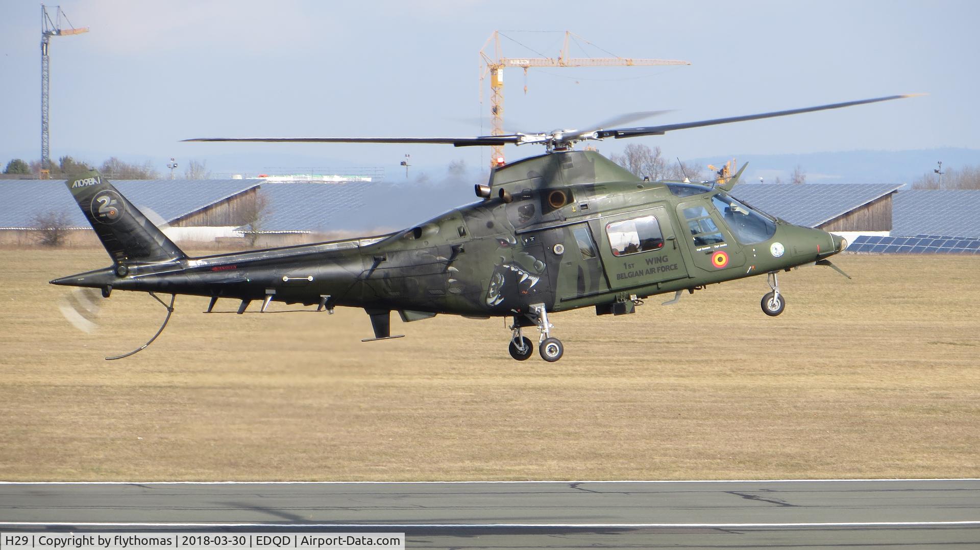 H29, Agusta A-109BA C/N 0329, Belgian Air Force H 29 Bayreuth Airport, Bindlacher Berg