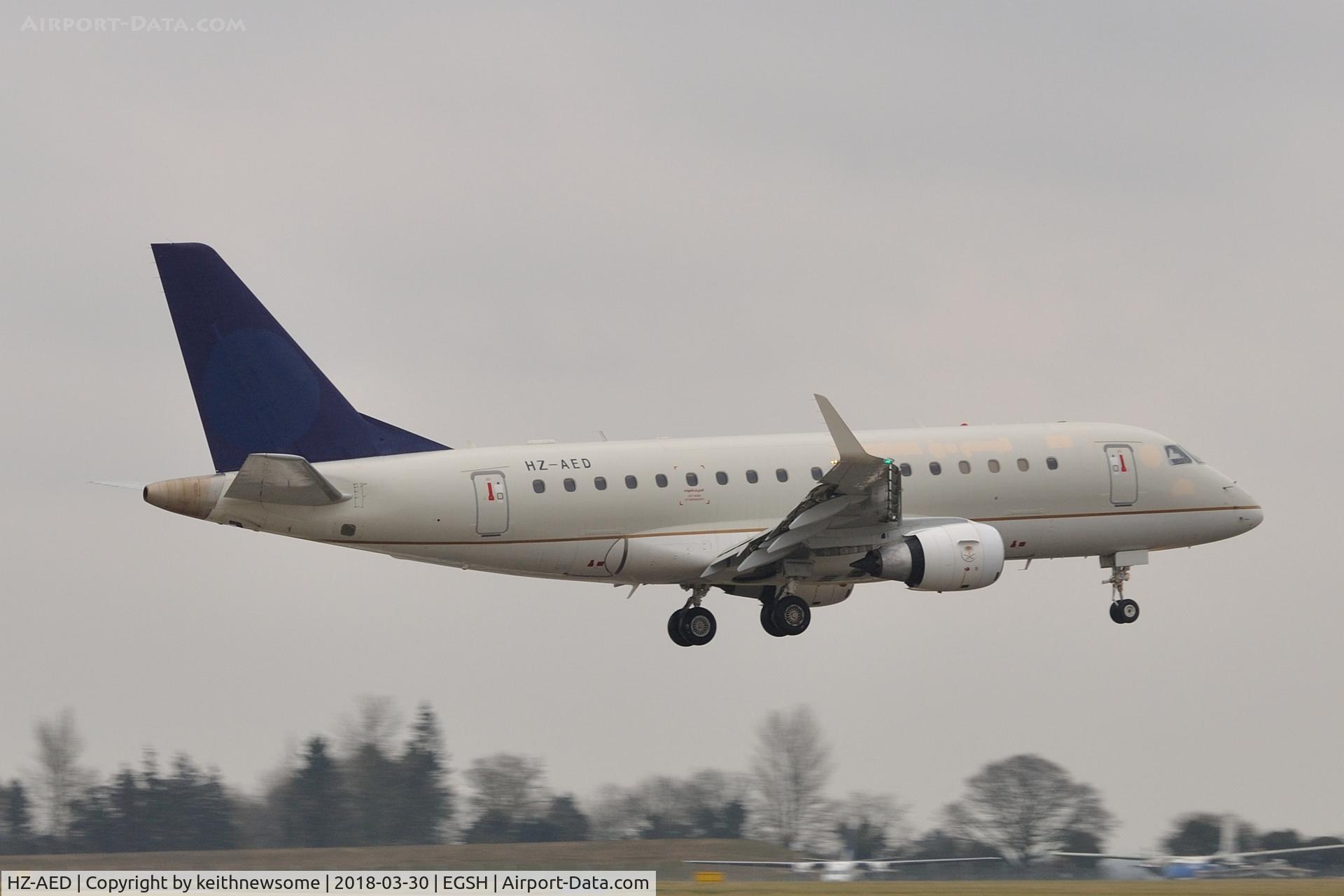 HZ-AED, 2006 Embraer 170LR (ERJ-170-100LR) C/N 17000119, Landing onto runway 09.