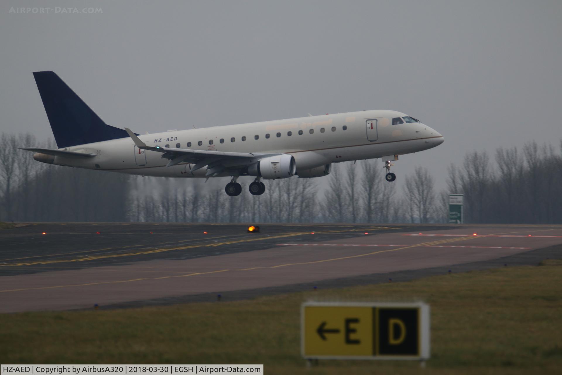 HZ-AED, 2006 Embraer 170LR (ERJ-170-100LR) C/N 17000119, Seen arriving at Norwich from Athens on a rather murky day