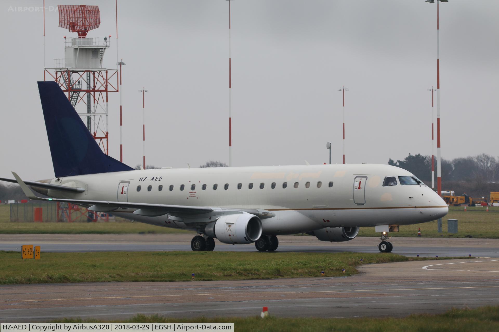 HZ-AED, 2006 Embraer 170LR (ERJ-170-100LR) C/N 17000119, Arriving at Norwich