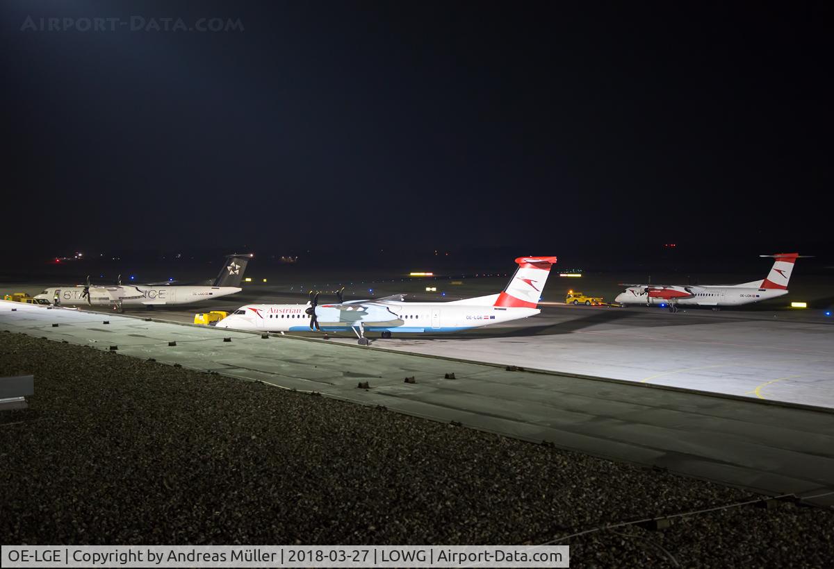 OE-LGE, 2001 De Havilland Canada DHC-8-402Q Dash 8 C/N 4042, 3 different liveries in a row.