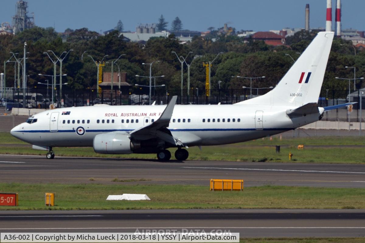 A36-002, 2000 Boeing 737-7DF C/N 30790/613, At Mascot