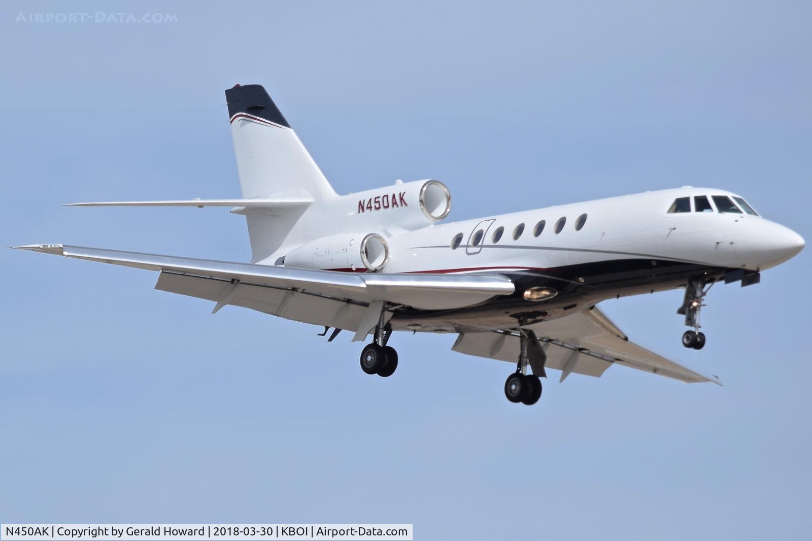 N450AK, 1982 Dassault Falcon 50 C/N 100, On final for RWY 10R.