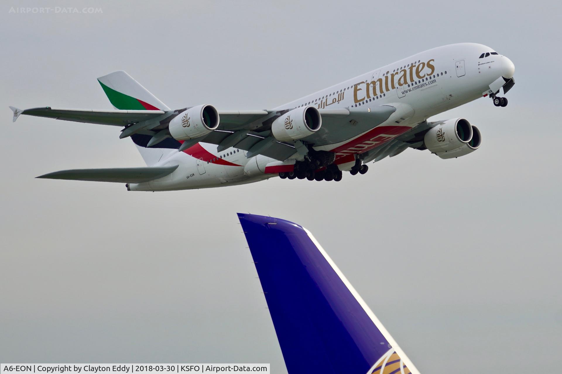 A6-EON, 2015 Airbus A380-861 C/N 188, SFO 2018.