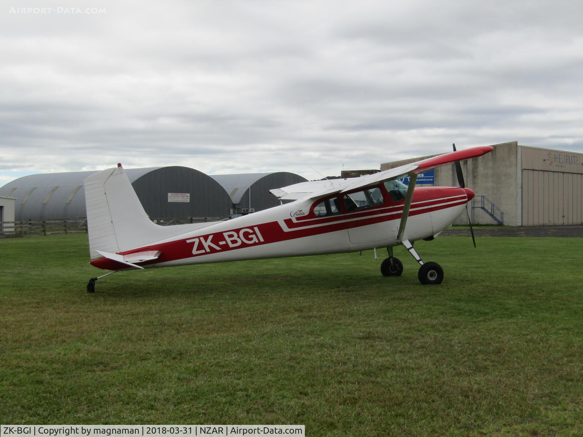 ZK-BGI, Cessna 180 C/N 31018, on grass at AMZ
