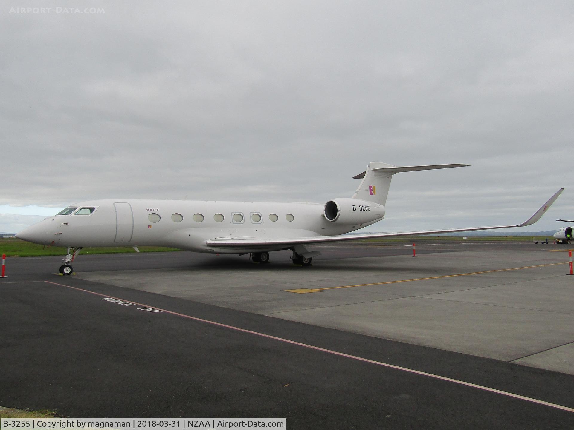 B-3255, 2015 Gulfstream Aerospace G650 (G-VI) C/N 6181, at AKL for at least second time but my first sighting.