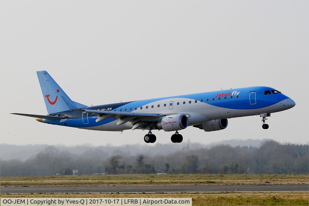 OO-JEM, 2013 Embraer 190STD (ERJ-190-100STD) C/N 19000603, Embraer ERJ-190-100STD, On final rwy 25L, Brest-Bretagne Airport (LFRB-BES)