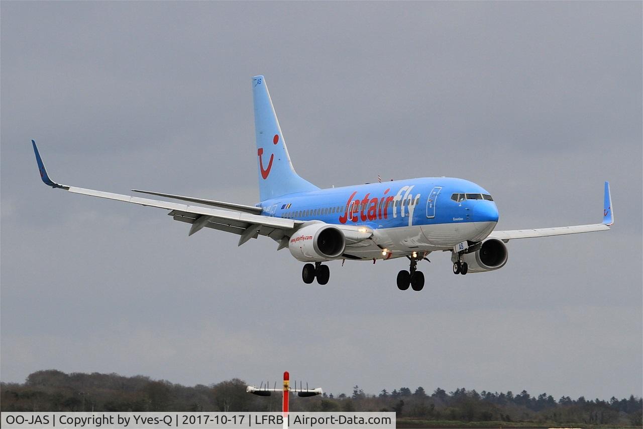 OO-JAS, 2008 Boeing 737-7K5 C/N 35144, Boeing 737-7K5, On final rwy 25L, Brest-Guipavas Regional Airport (LFRB-BES)
