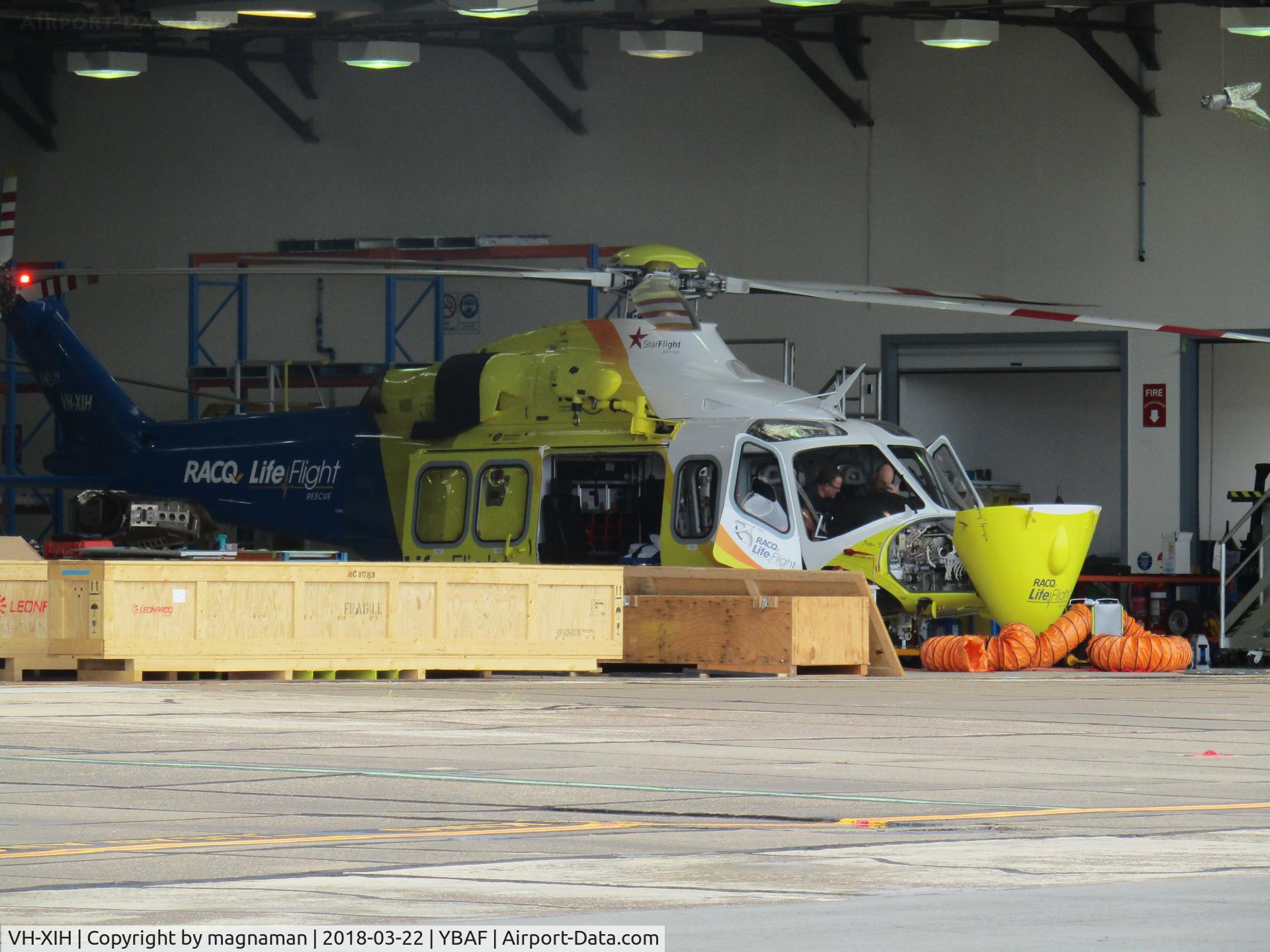 VH-XIH, 2015 AgustaWestland AW-139 C/N 41403, in hangar for service - was flying two days later