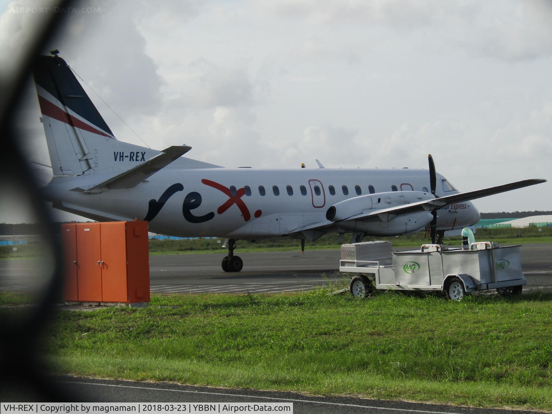 VH-REX, 1996 Saab 340B C/N 340B-384, on apron at BNE