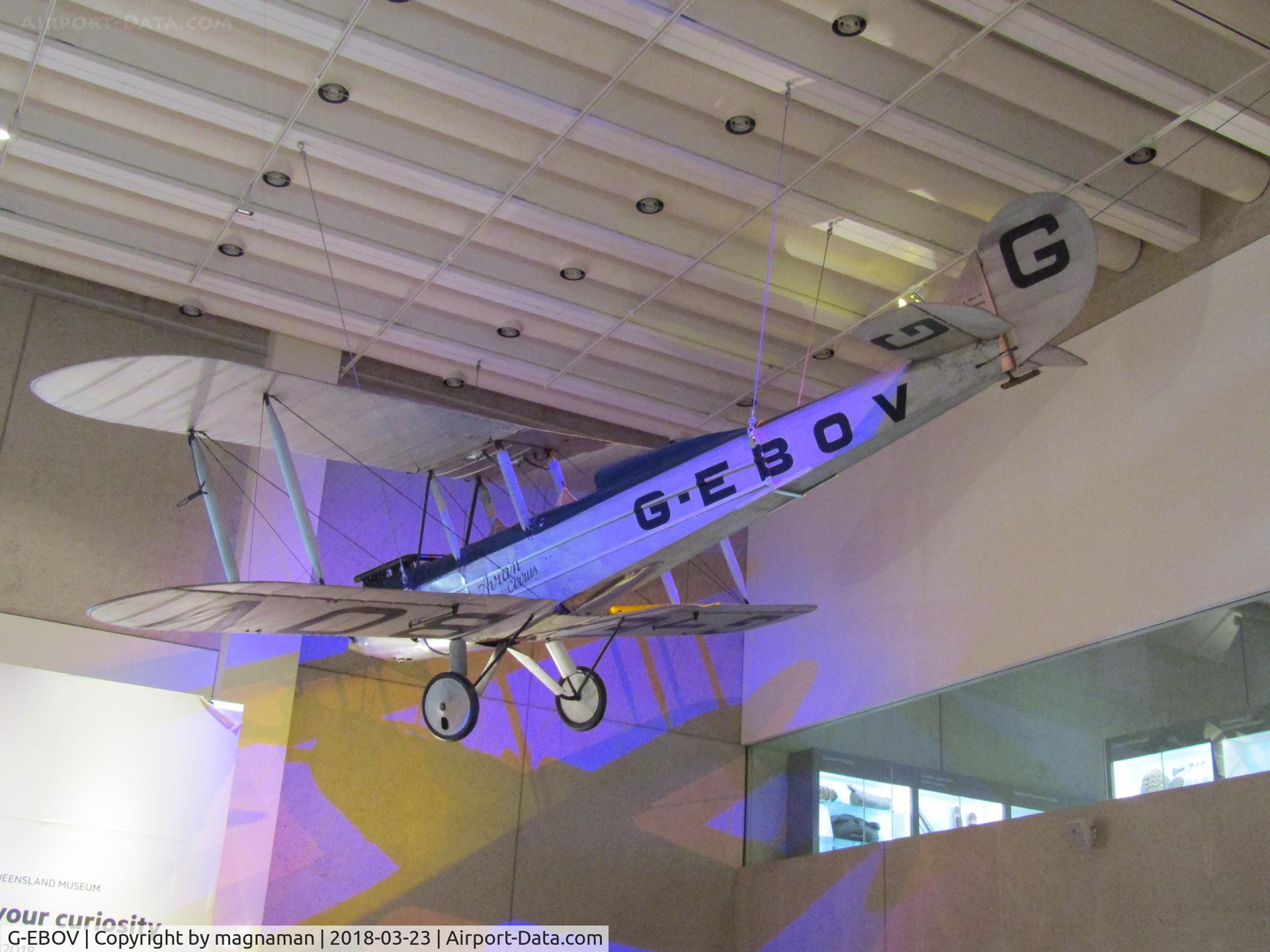 G-EBOV, 1926 Avro 581 Avian C/N 5116, long way from home - flew UK to OZ many years ago. Now on display at Brisbane Museum