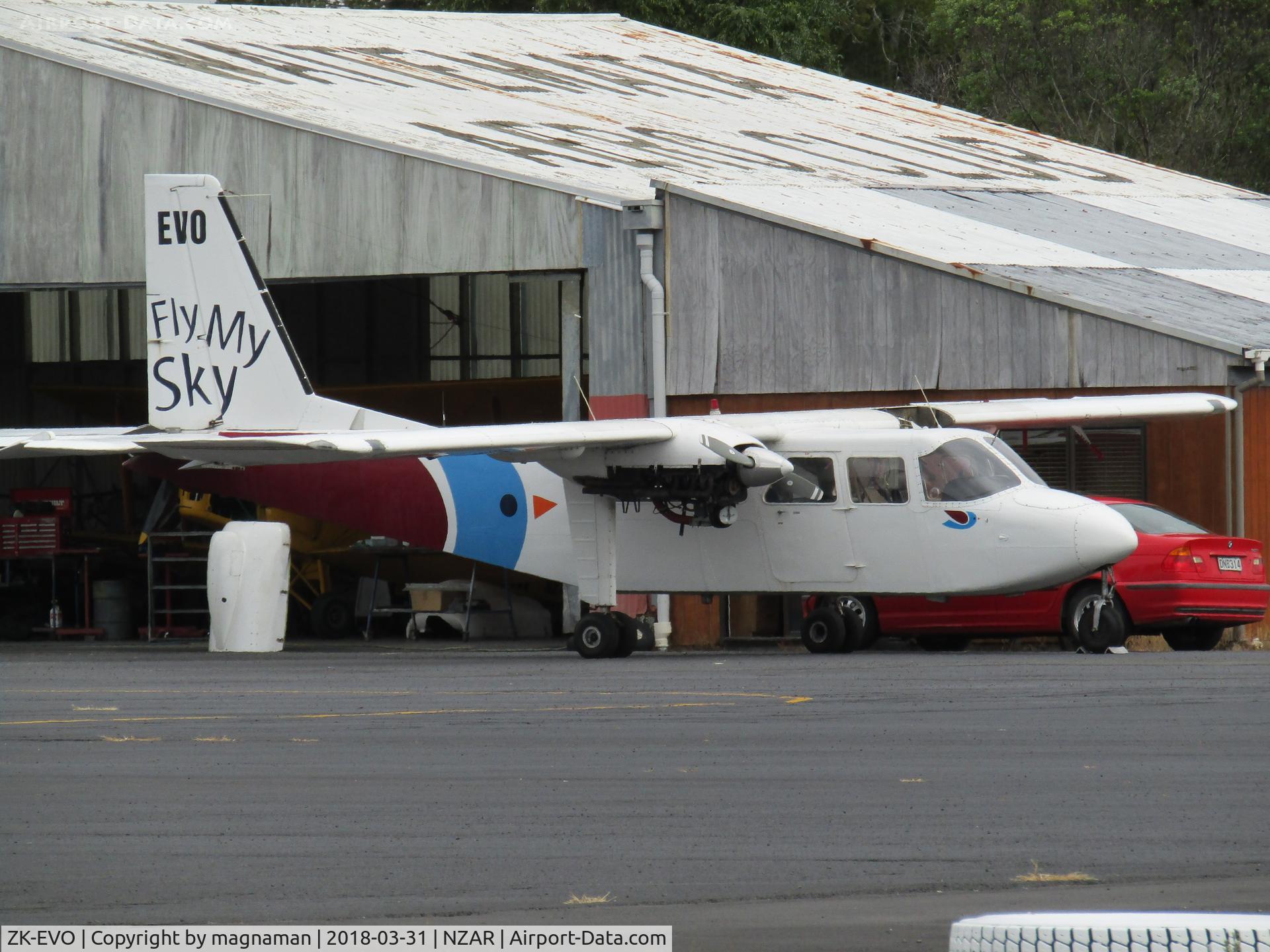 ZK-EVO, 1976 Britten-Norman BN-2A-26 Islander C/N 785, in for checks