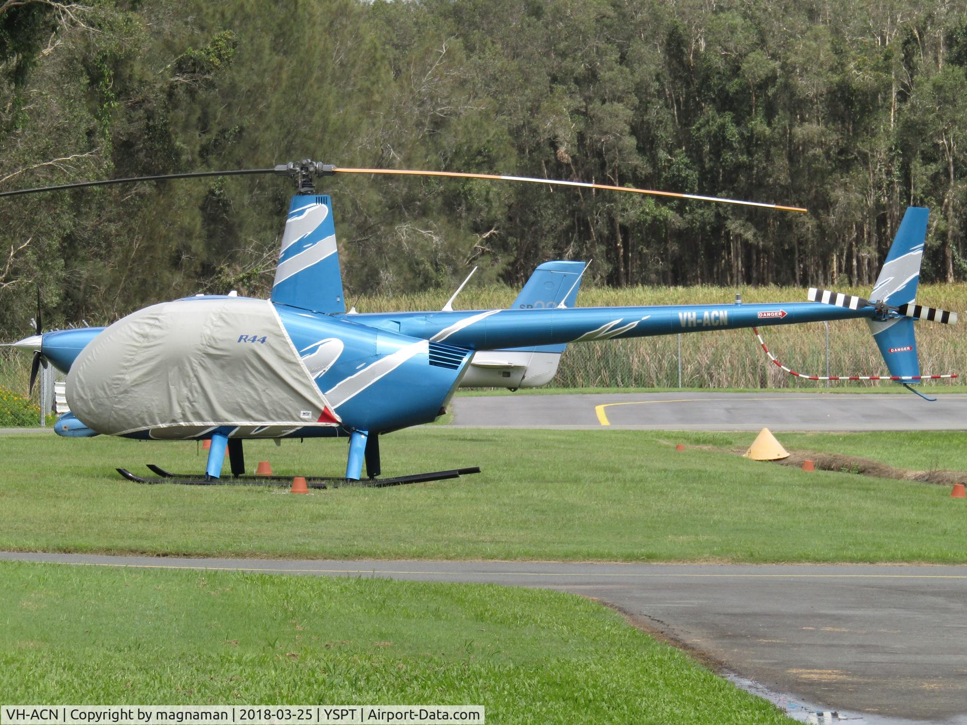 VH-ACN, 2009 Robinson R44 II C/N 12811, at southport on Tesla day