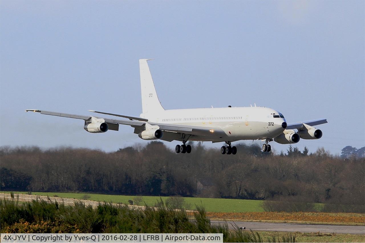 4X-JYV, 1975 Boeing 707-3L6C C/N 21096, Israeli Air Force Boeing 707-3L6C, On final rwy 07R, Brest-Bretagne Airport (LFRB-BES)