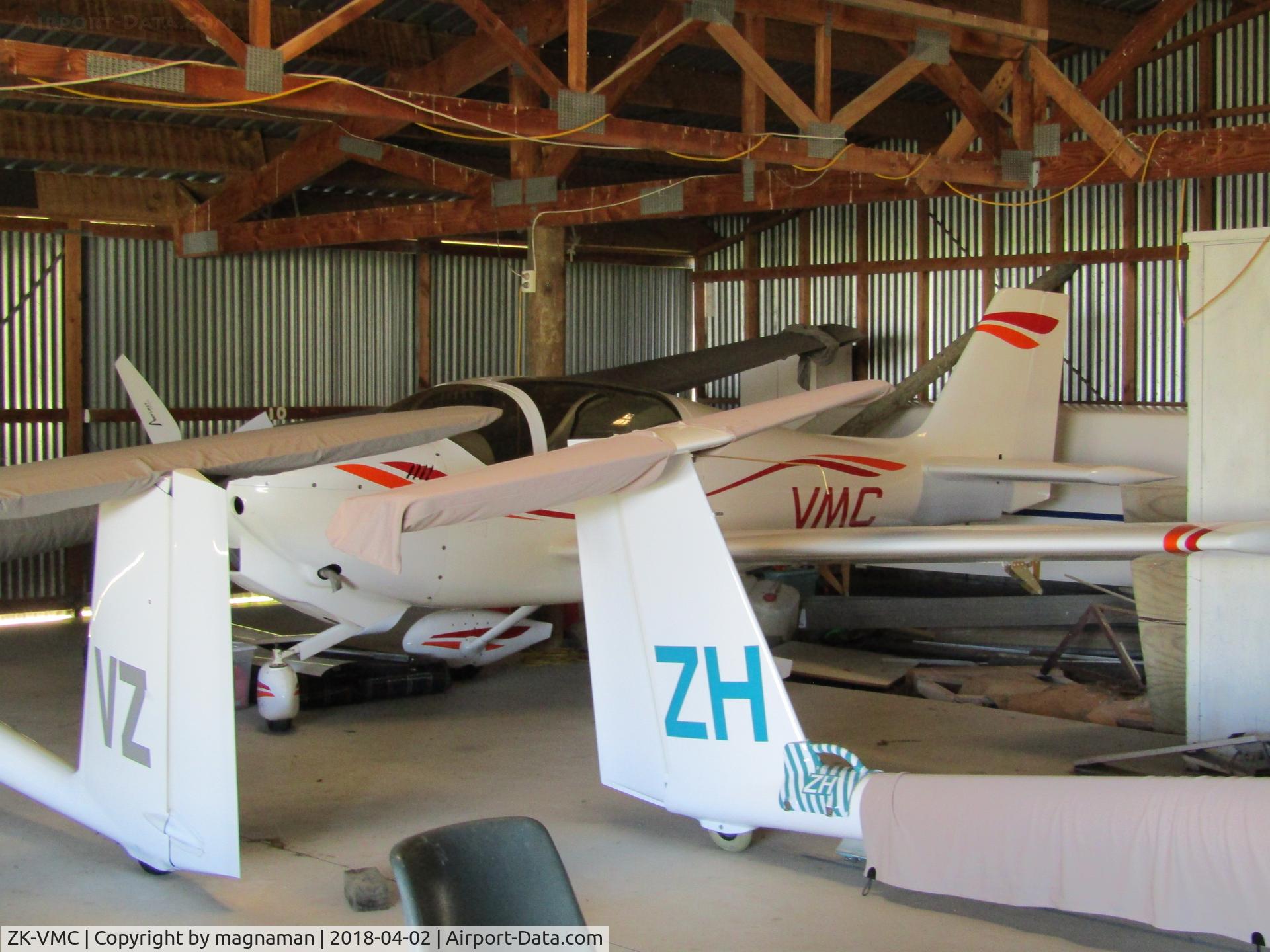 ZK-VMC, Europa XS Tri Gear C/N 95, in crowded glider hangar at Drury