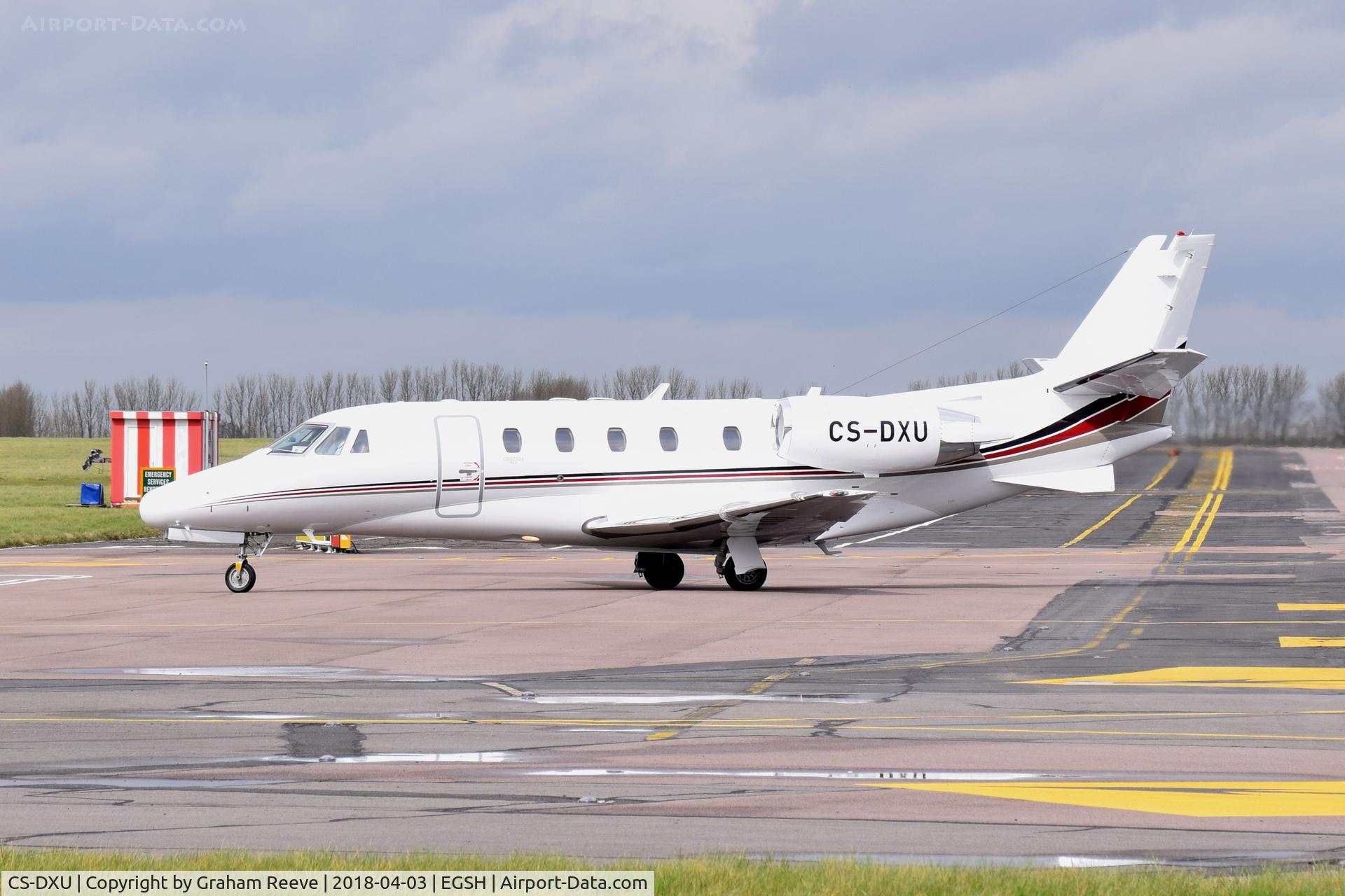 CS-DXU, 2008 Cessna 560 Citation Excel C/N 560-5775, Just landed at Norwich.