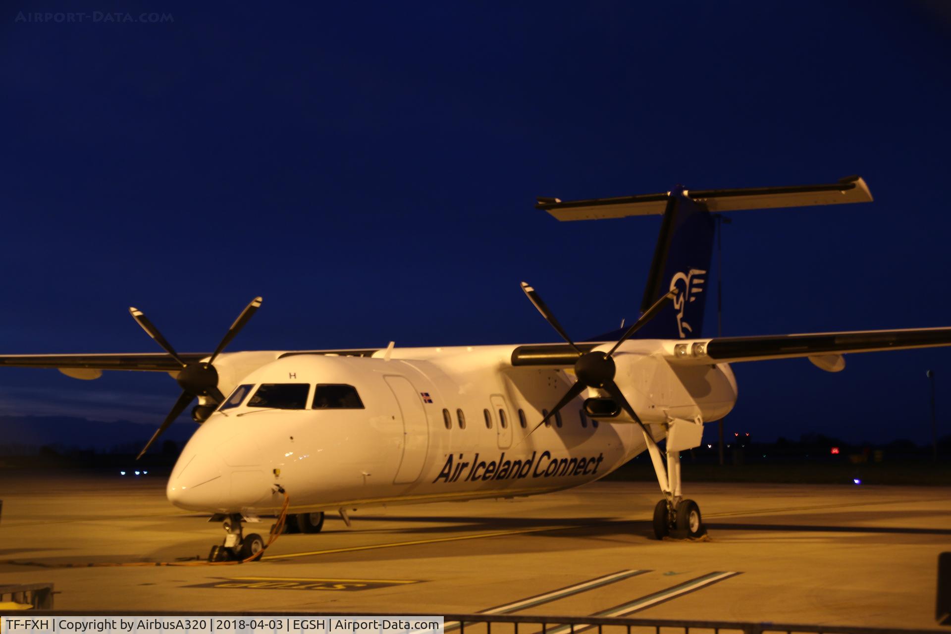 TF-FXH, 1997 De Havilland Canada DHC-8-202 Dash 8 C/N 450, night stopping