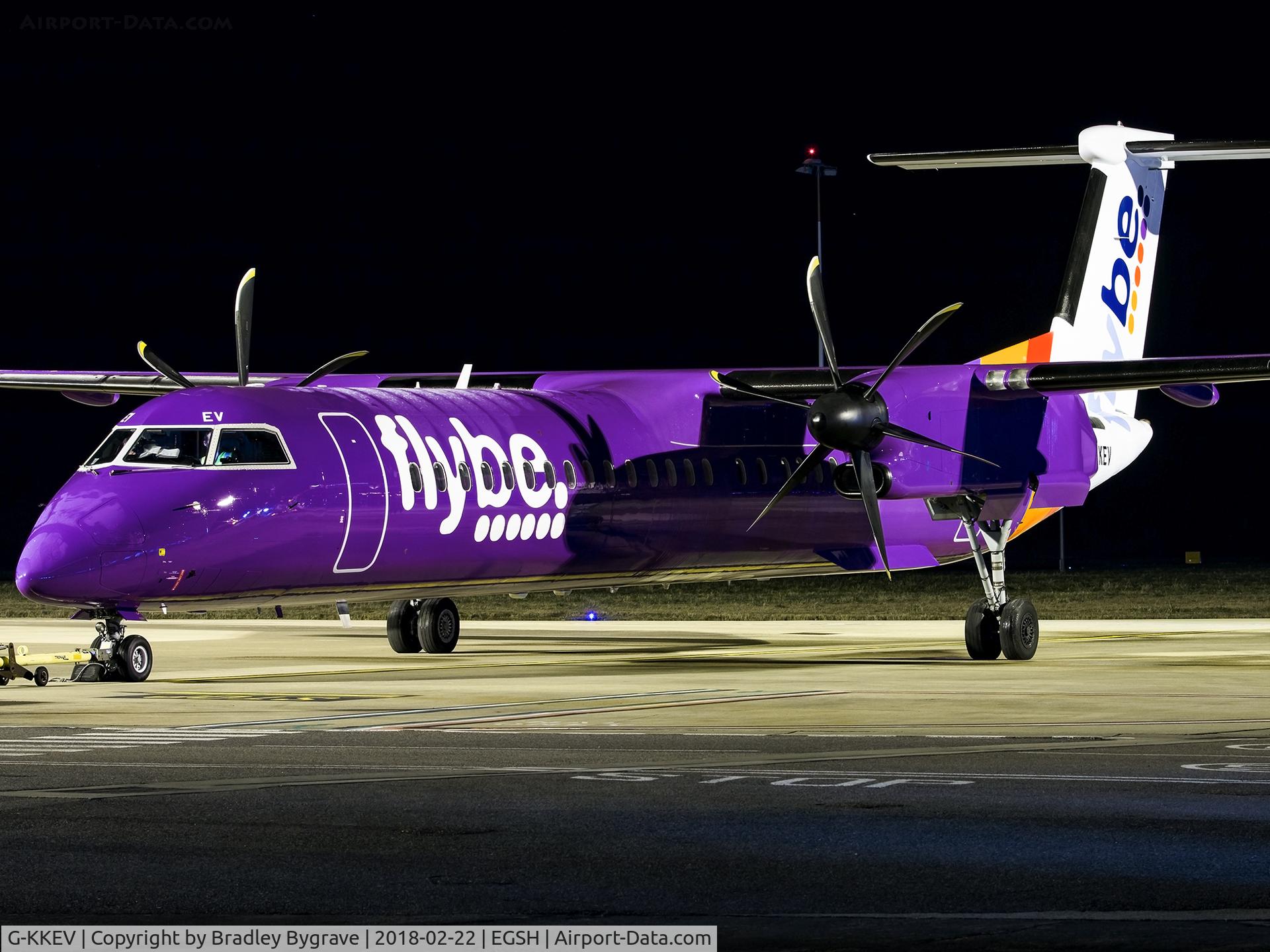 G-KKEV, 2008 De Havilland Canada DHC-8-402Q Dash 8 C/N 4201, Sat on stand 6