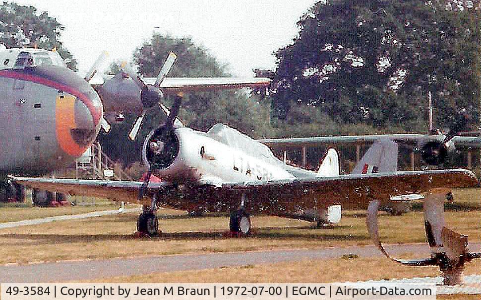 49-3584, 1949 North American LT-6G Texan C/N 168-738, Displayed at The Historic Aircraft Museum in Southend, Essex, UK. Museum closed in 1983 & inventory auctioned off.