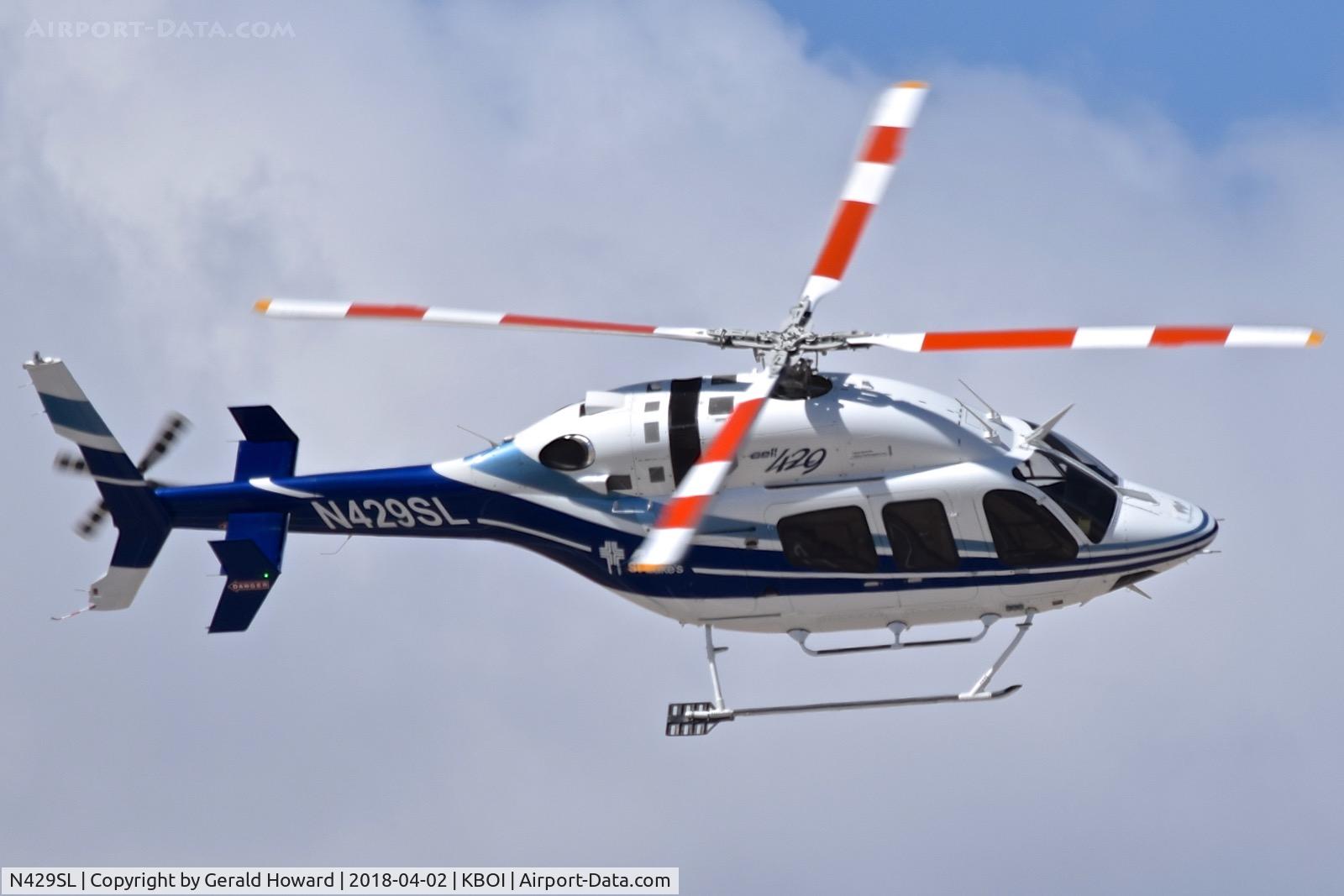 N429SL, Bell 429 GlobalRanger C/N 57007, Turning for the landing pad.
