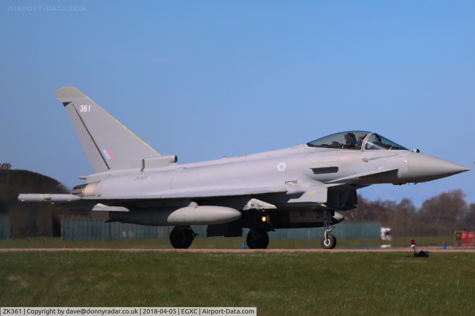 ZK361, 2014 Eurofighter EF-2000 Typhoon FGR.4 C/N BS122, ZK361 returning to 11 Sqn HAS at RAF Coningsby EGXC