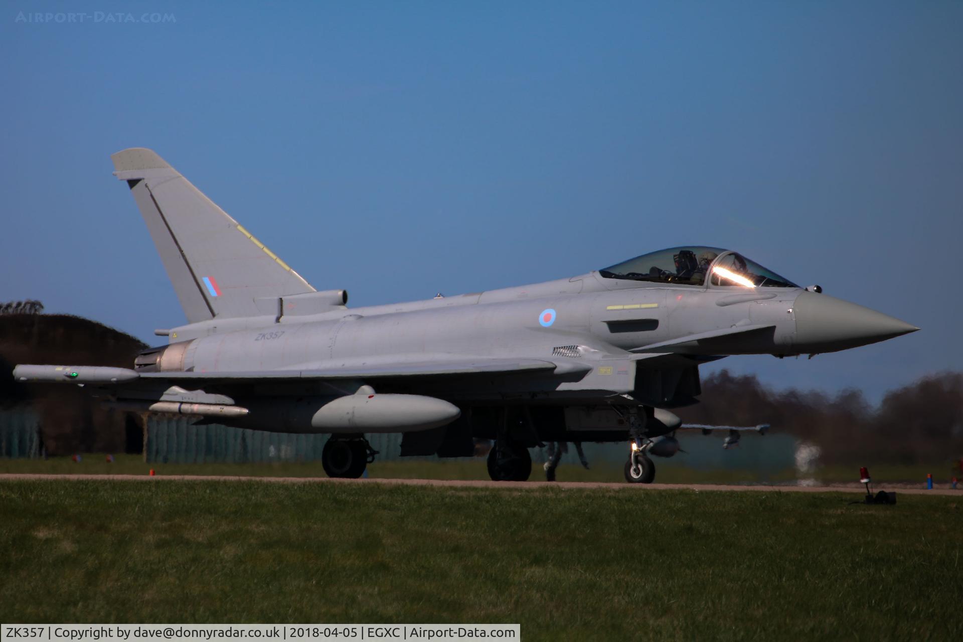 ZK357, 2014 Eurofighter EF-2000 Typhoon FGR4 C/N BS118/426, ZK357 waiting to enter 11 Sqn HAS at RAF Coningsby EGXC