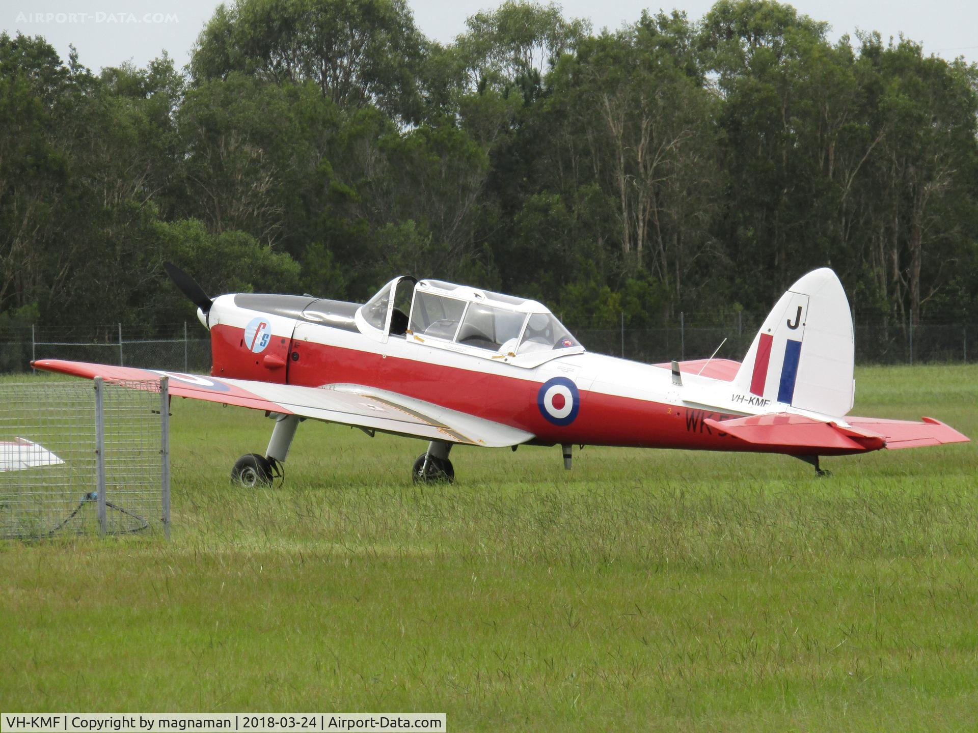 VH-KMF, 1952 De Havilland DHC-1 Chipmunk T.10 C/N C1/0565, one of 4 at Caboolture at time of my visit.