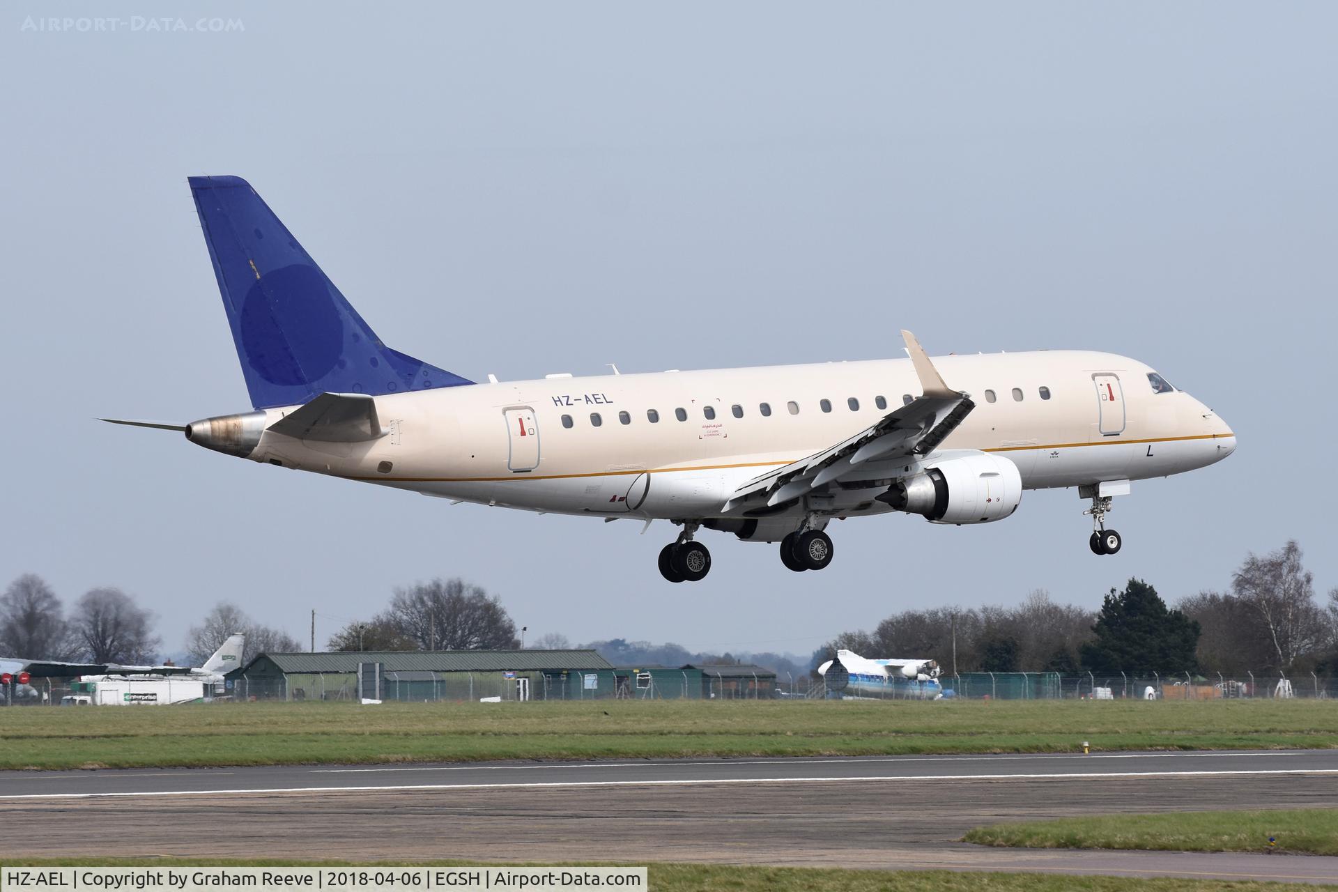 HZ-AEL, 2006 Embraer 170LR (ERJ-170-100LR) C/N 17000152, Landing at Norwich.