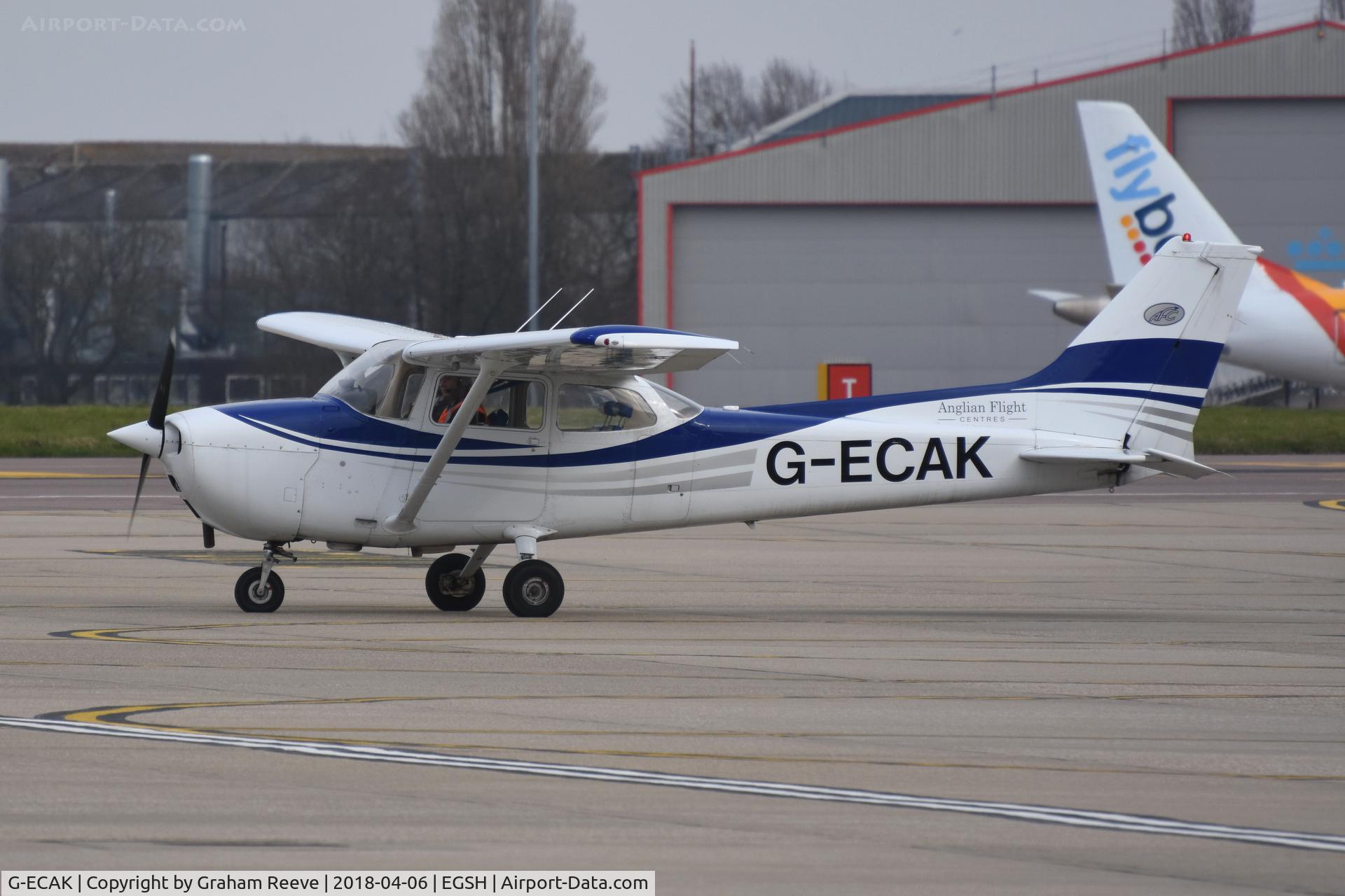 G-ECAK, 1976 Reims F172M ll Skyhawk C/N 1509, About to depart from Norwich.