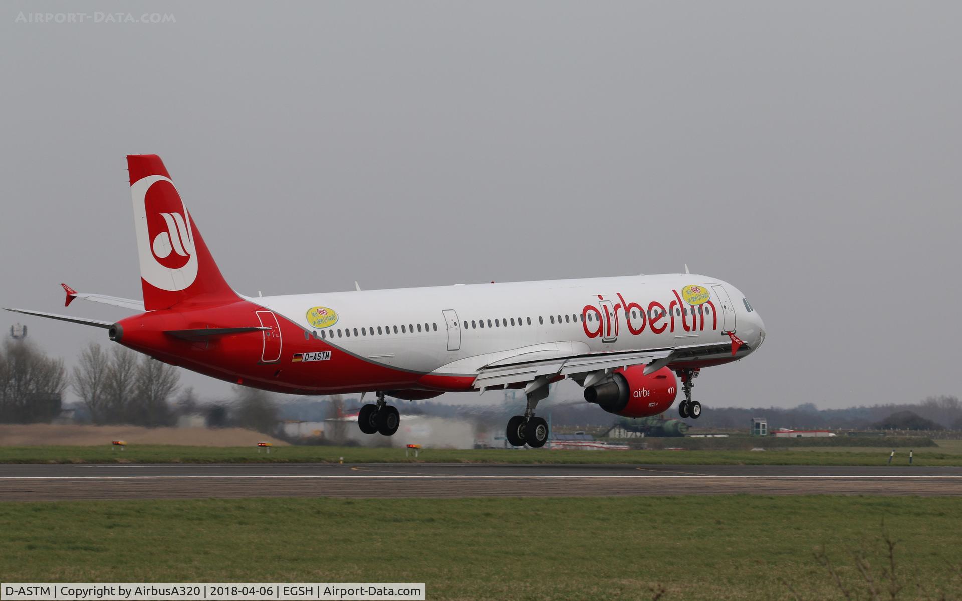 D-ASTM, 2001 Airbus A321-211 C/N 1629, Former Niki OE-ICE arrived at Norwich for repaint and should roll out in Germania livery