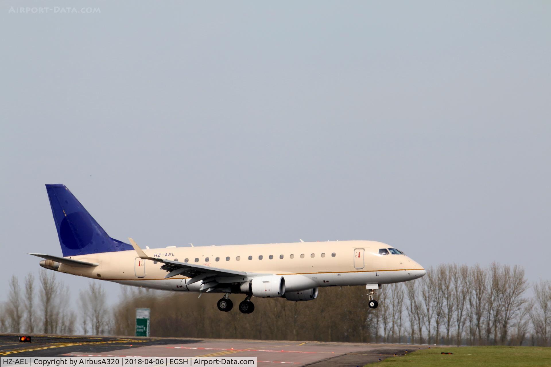 HZ-AEL, 2006 Embraer 170LR (ERJ-170-100LR) C/N 17000152, approaching rwy 09, joining her sister HZ-AED which arrived last week
